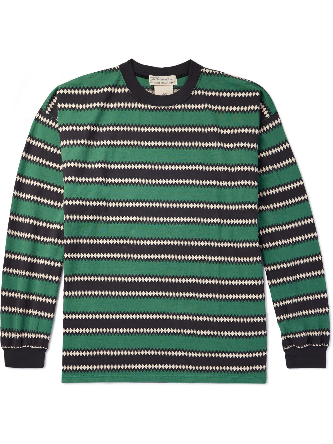 Remi Relief Striped Cotton-jersey T-shirt In Green