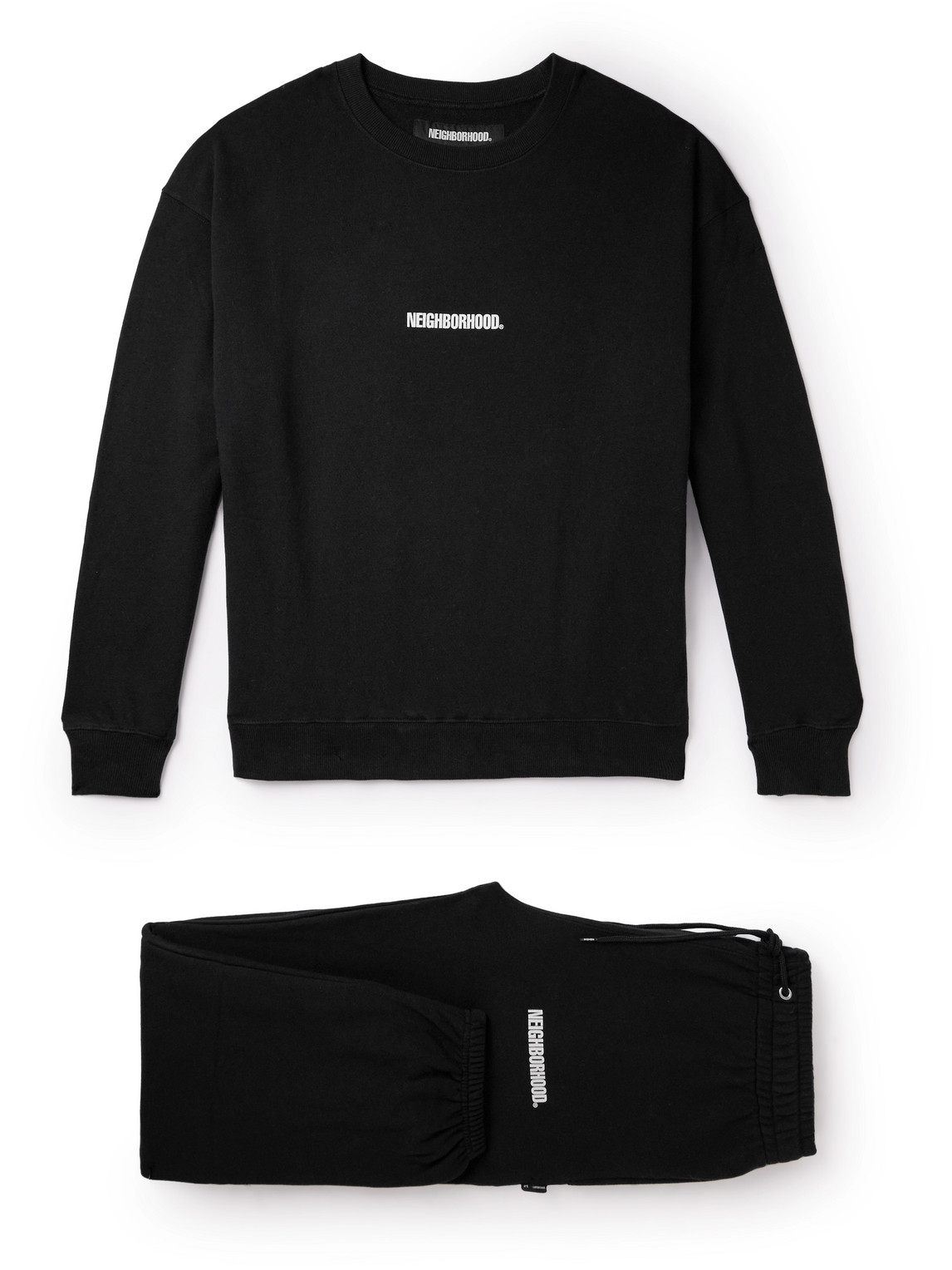 Neighborhood Home Logo-print Cotton-jersey Sweatshirt And Sweatpants Set In Black