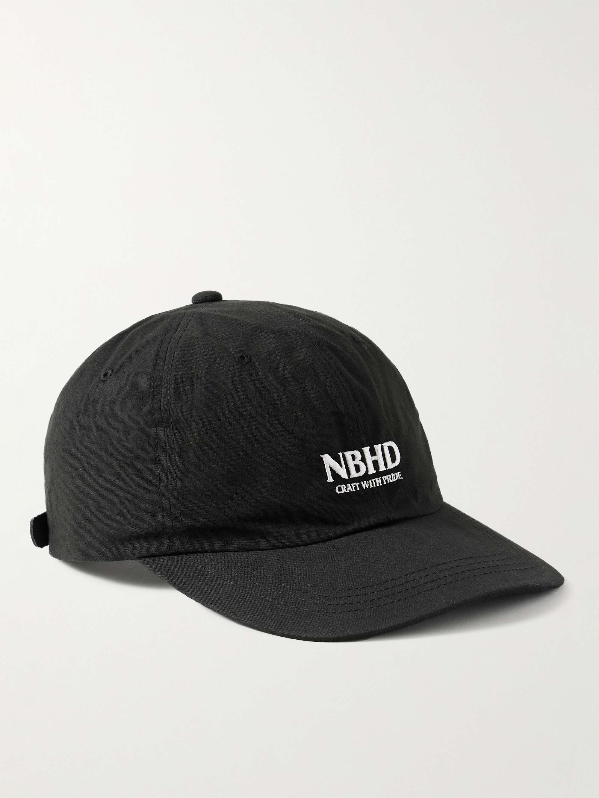 NEIGHBORHOOD Dad Leather-Trimmed Logo-Embroidered Cotton Baseball Cap ...