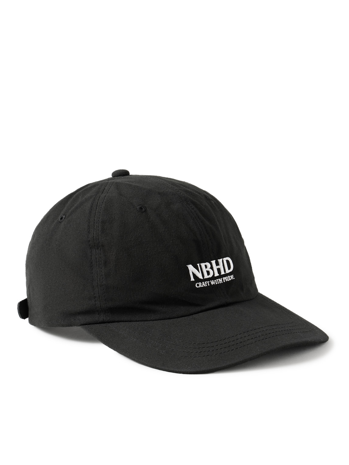 NEIGHBORHOOD DAD LEATHER-TRIMMED LOGO-EMBROIDERED COTTON BASEBALL CAP