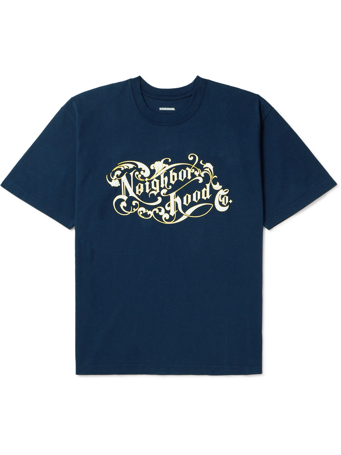 Neighborhood Logo-print Cotton-jersey T-shirt In Blue