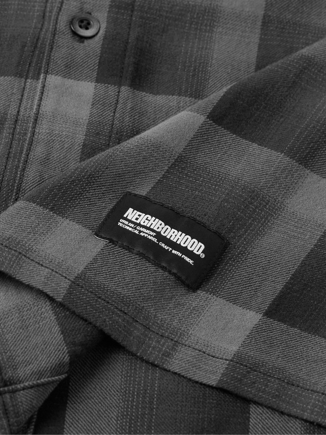 Shop Neighborhood Checked Cotton-blend Flannel Shirt In Blue