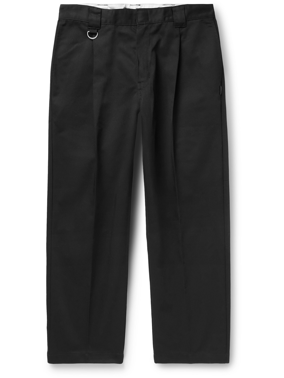 Neighborhood Dickies Tuck Cropped Tapered Pleated Twill Trousers In Black