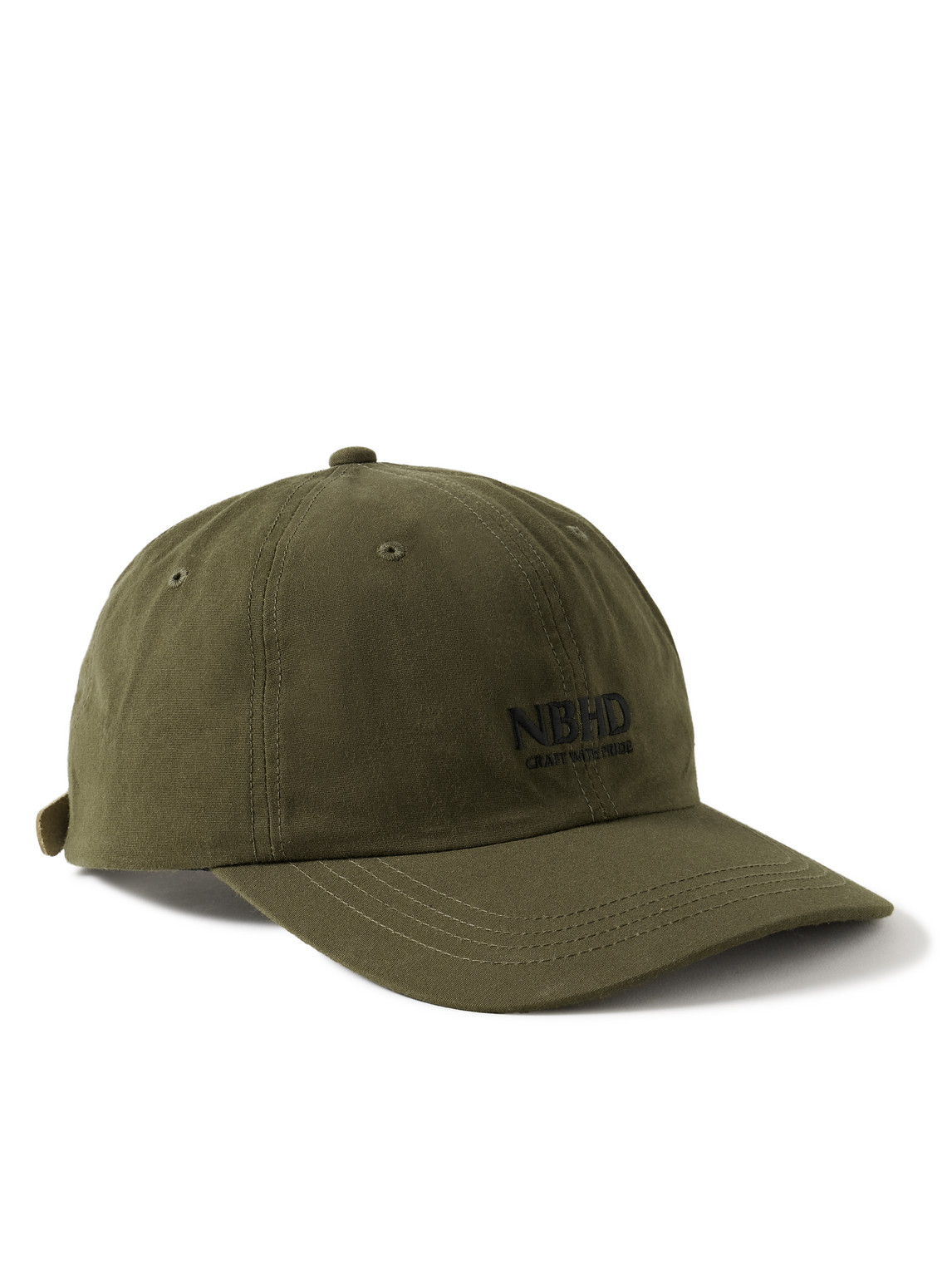 Neighborhood Dad Leather-trimmed Logo-embroidered Cotton Baseball Cap In Green