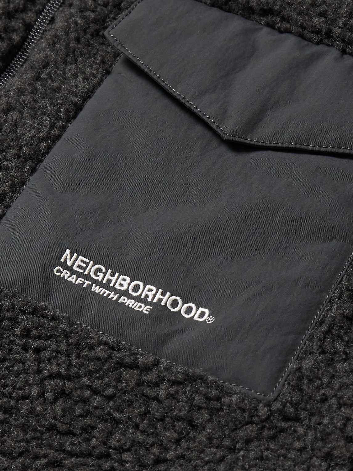 Shop Neighborhood Boa Shell-trimmed Fleece Jacket In Gray