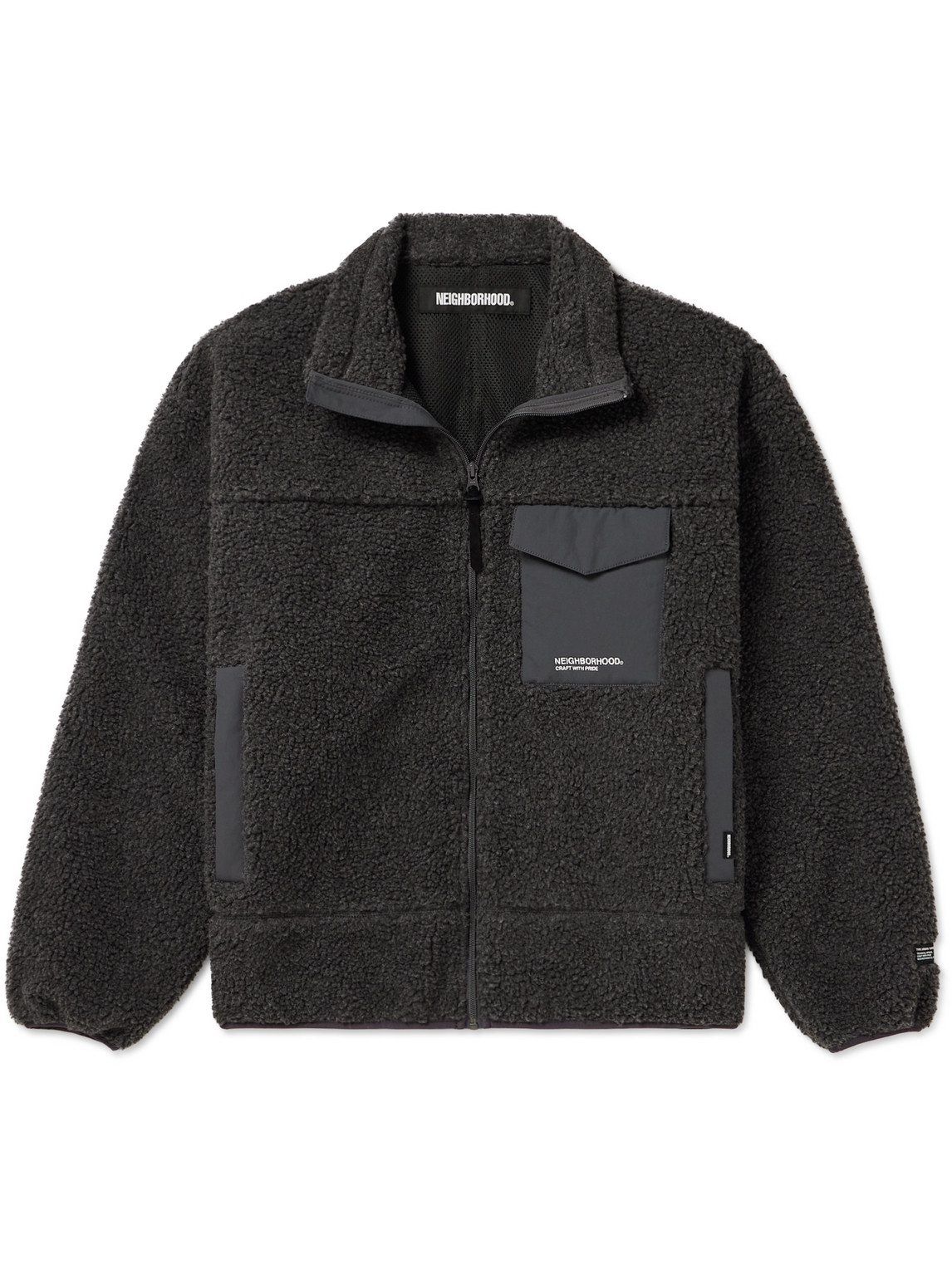 Shop Neighborhood Boa Shell-trimmed Fleece Jacket In Gray