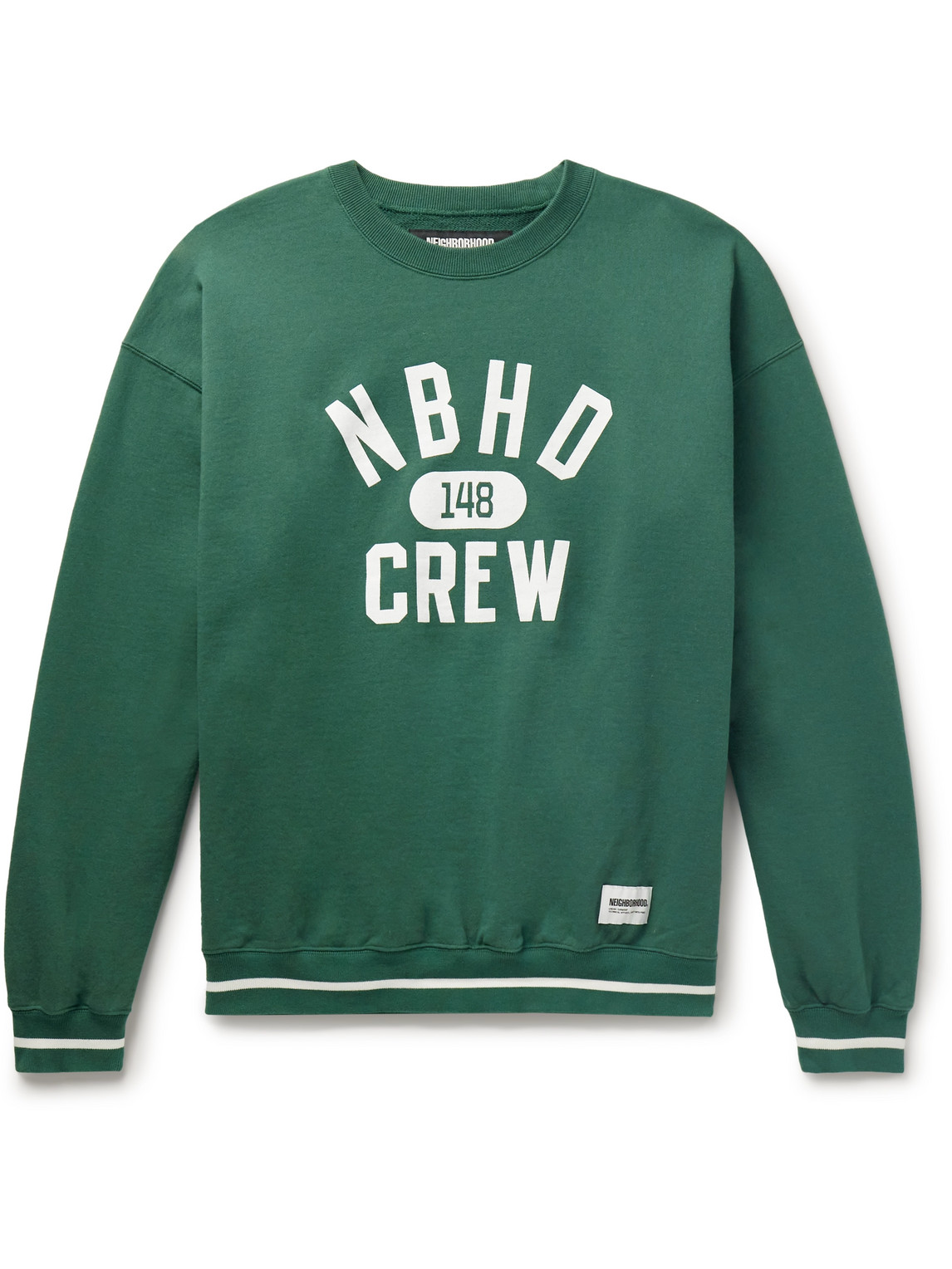 Neighborhood College Logo-print Cotton-jersey Sweatshirt In Green