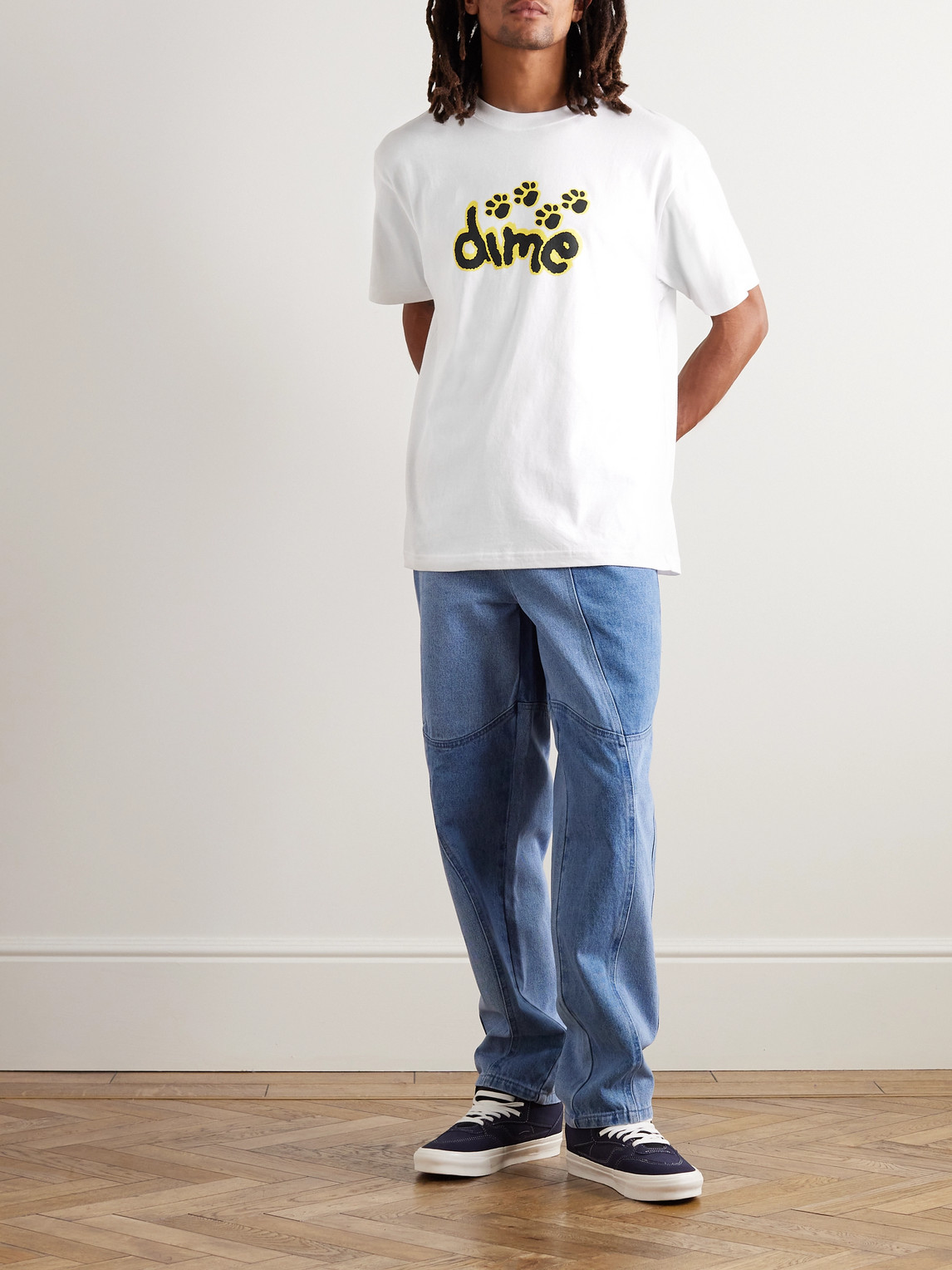 Shop Dime Pawz Logo-print Cotton-jersey T-shirt In White