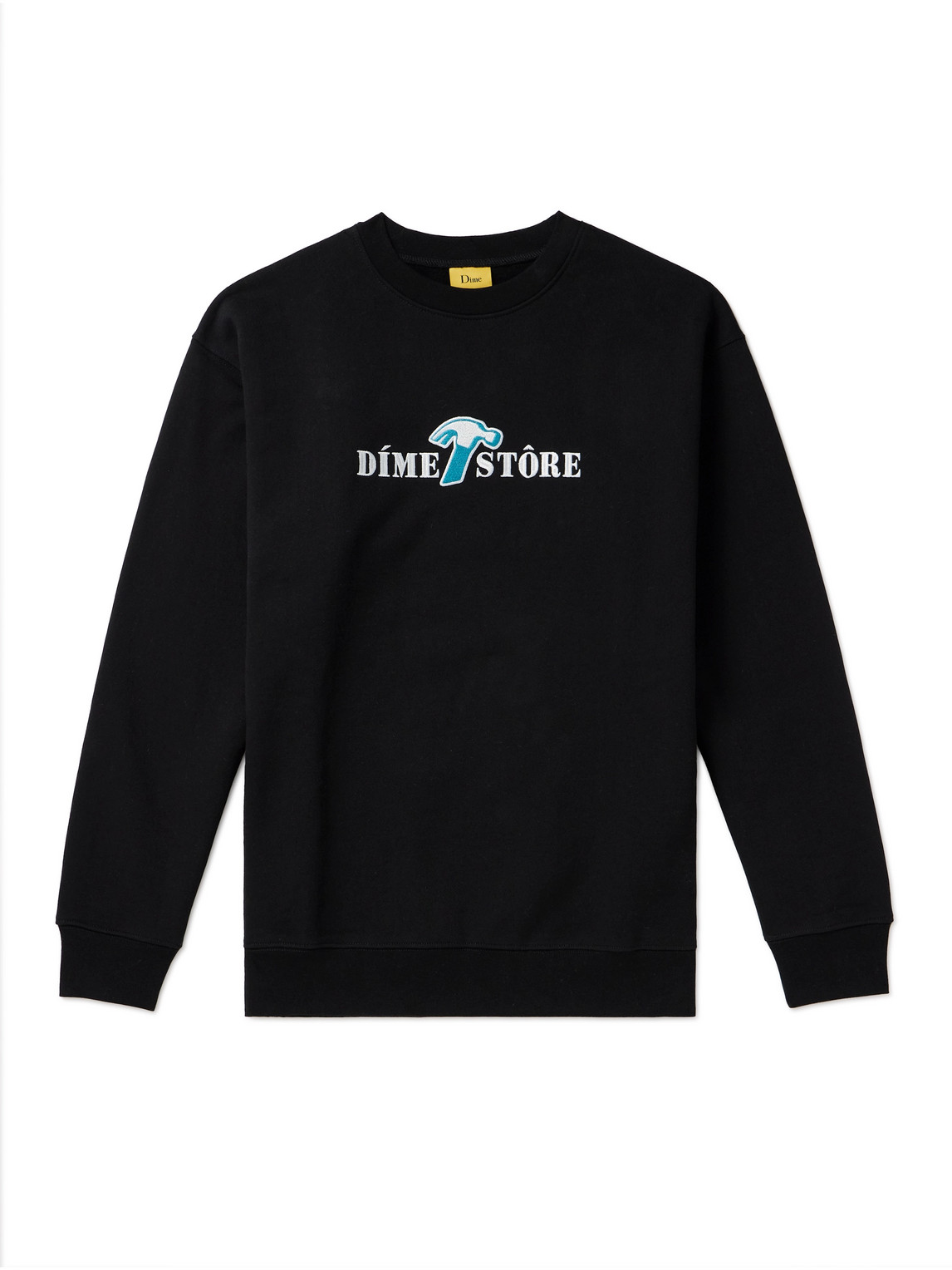 Shop Dime Reno Logo-embroidered Cotton-jersey Sweatshirt In Black