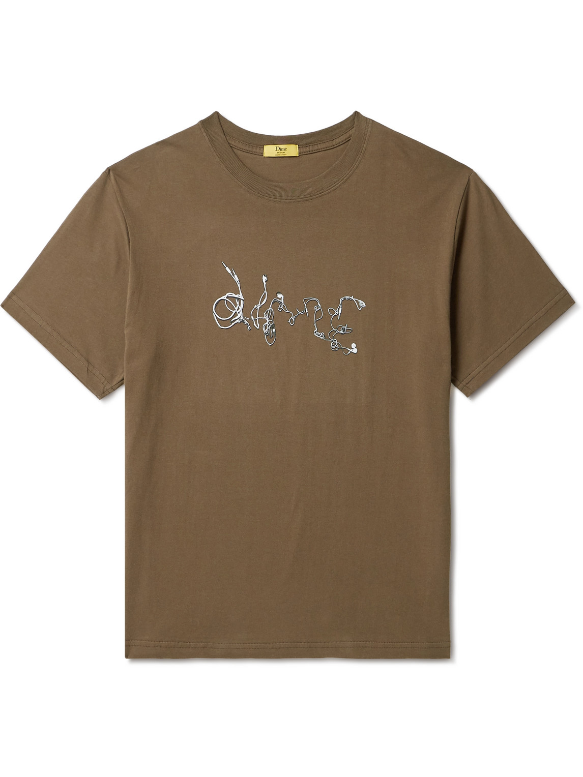 Dime Tangle Logo-print Cotton-jersey T-shirt In Brown