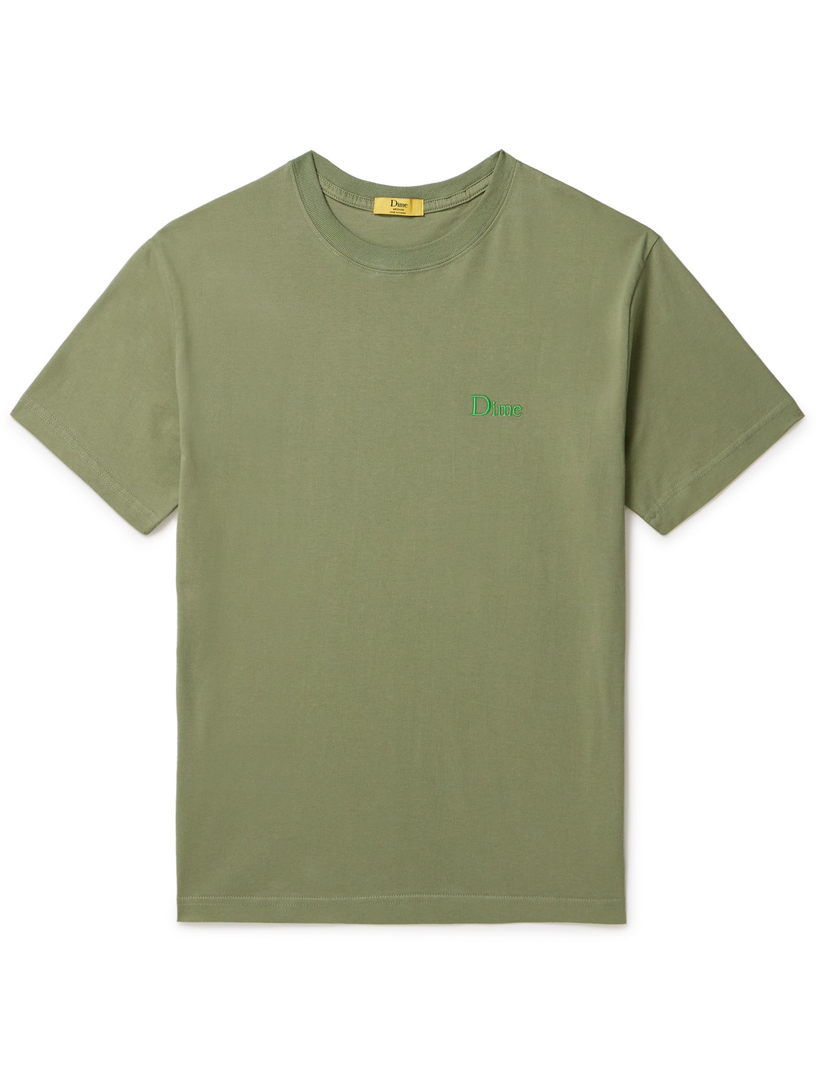 Dime Logo-embroidered Cotton-jersey T-shirt In Green