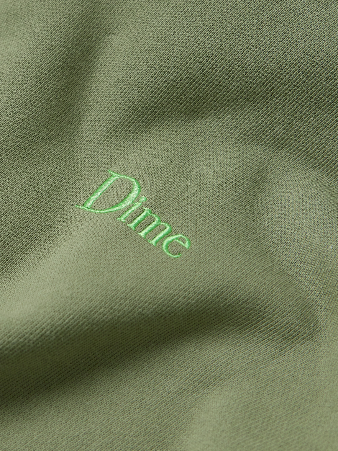 Shop Dime Logo-embroidered Cotton-jersey Hoodie In Green