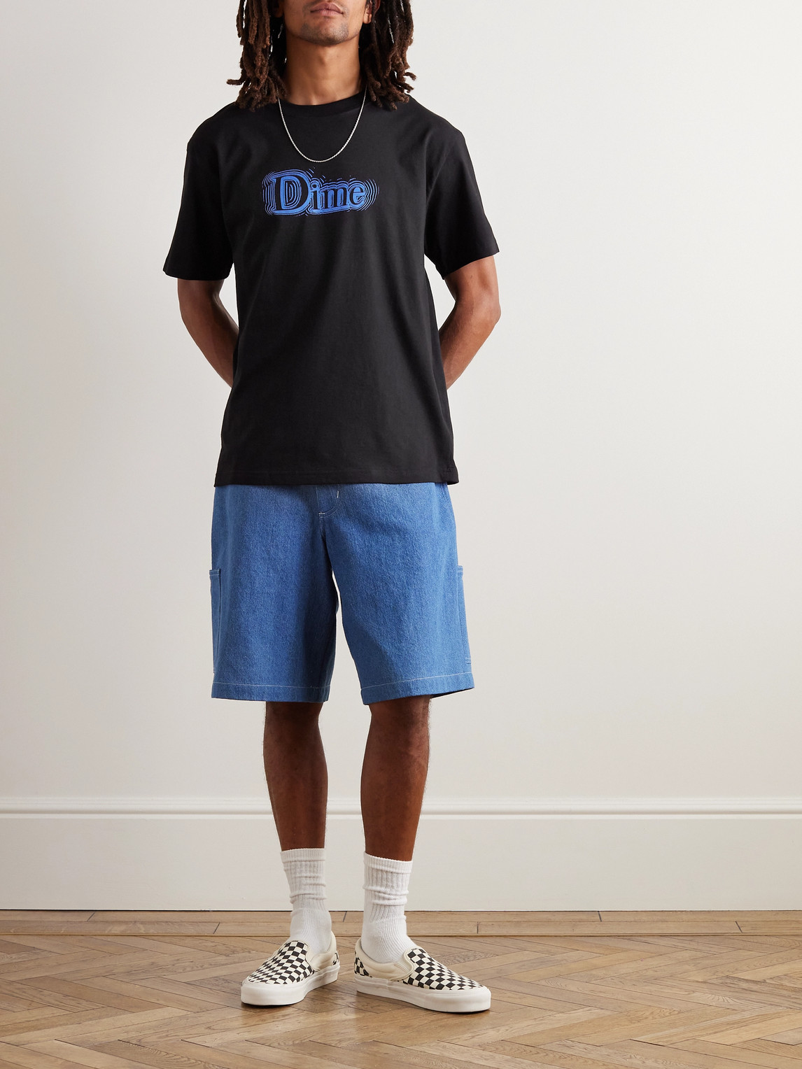 Shop Dime Noize Logo-print Cotton-jersey T-shirt In Black