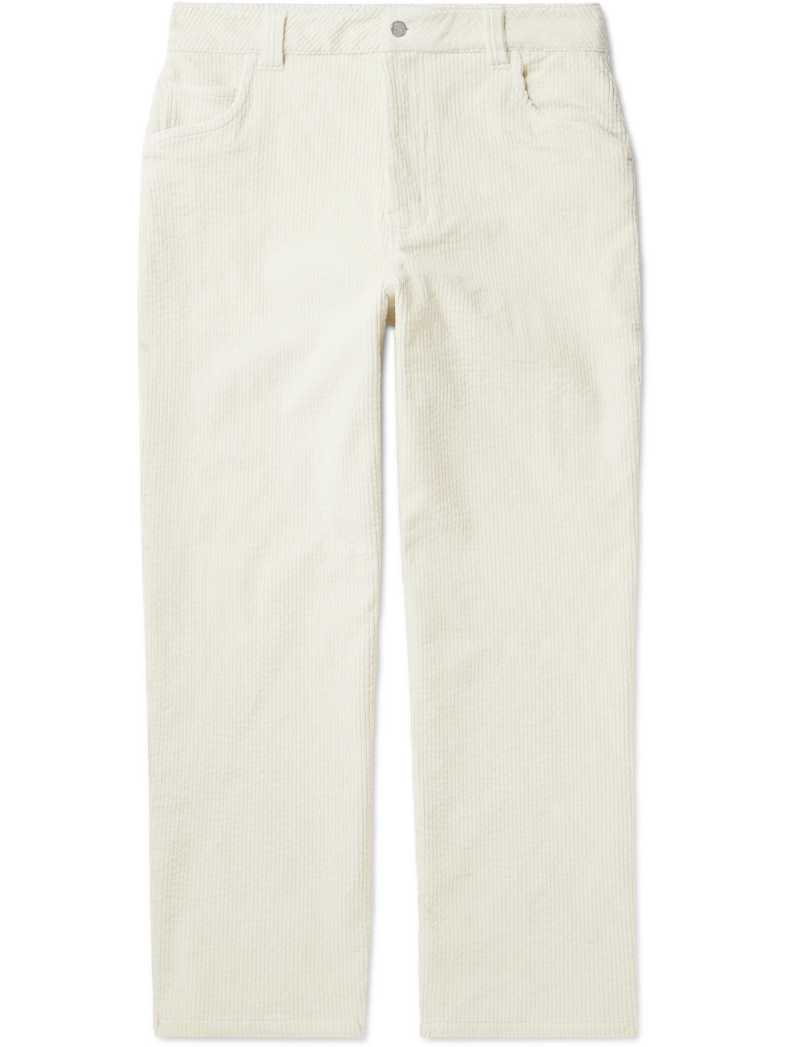 Straight-Leg Logo-Embroidered Cotton-Blend Corduroy Trousers