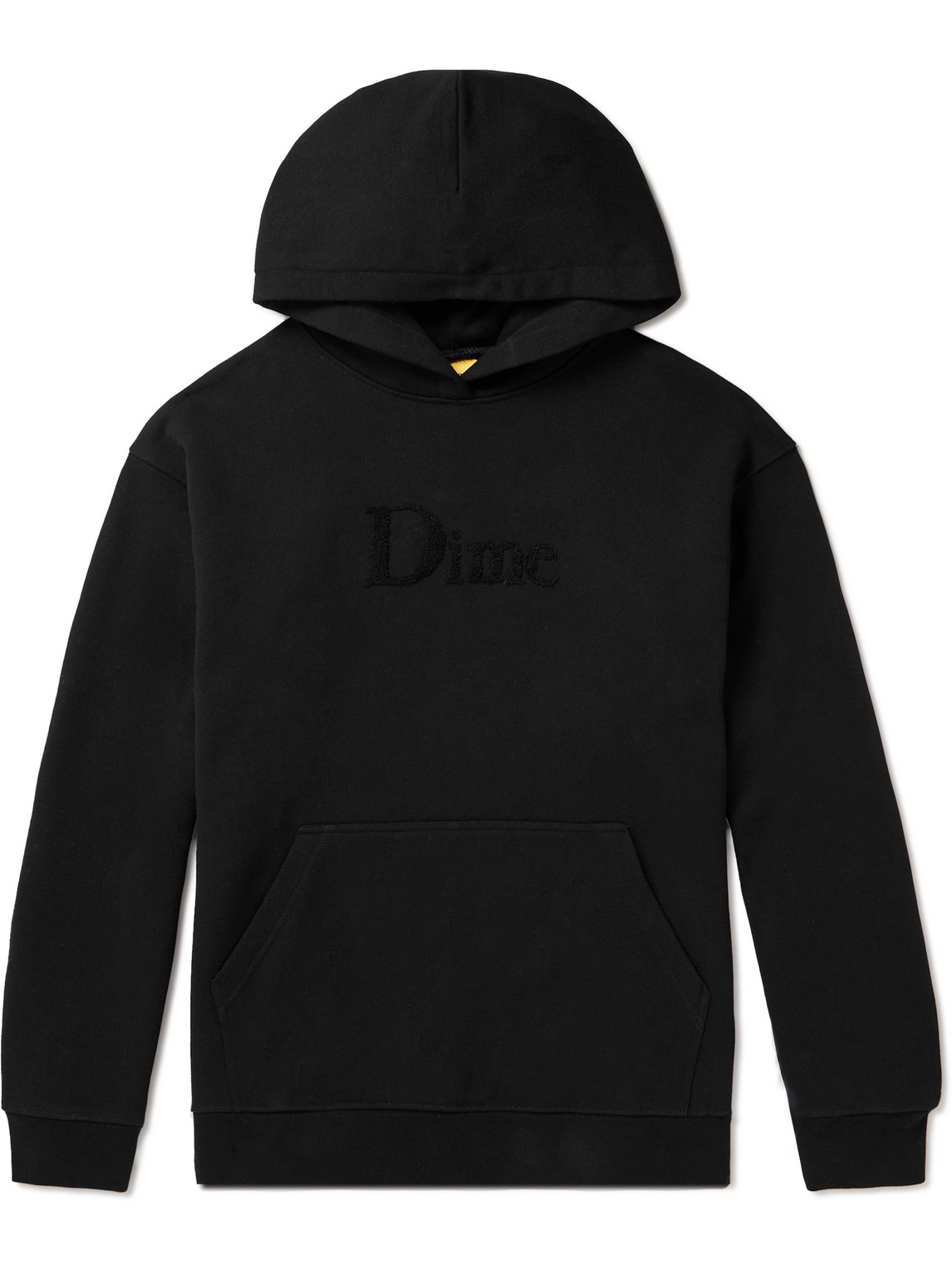 Dime Logo-flocked Cotton-jersey Hoodie In Black