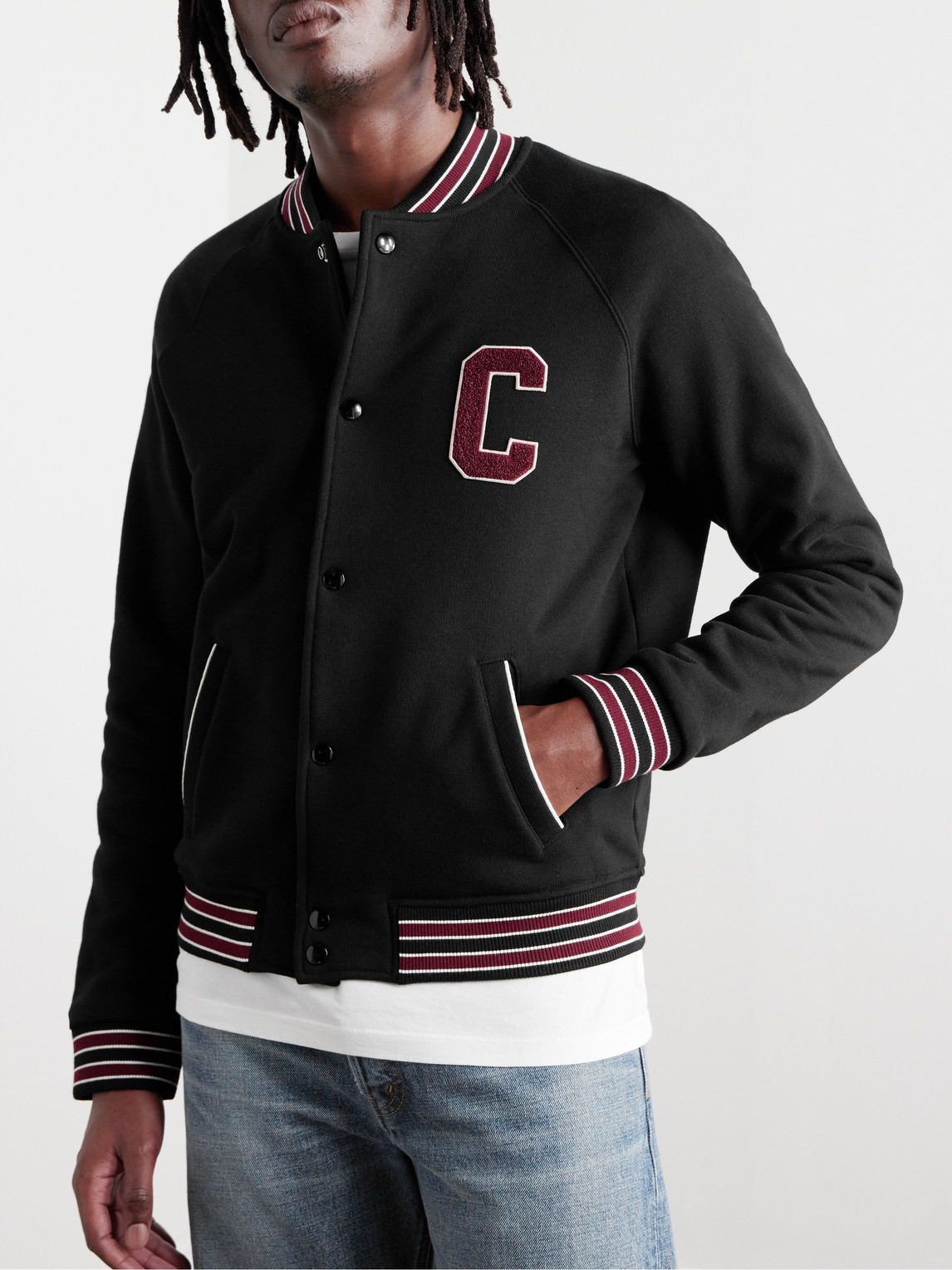 Celine Varsity Collegiate Bomber Jacket In Black