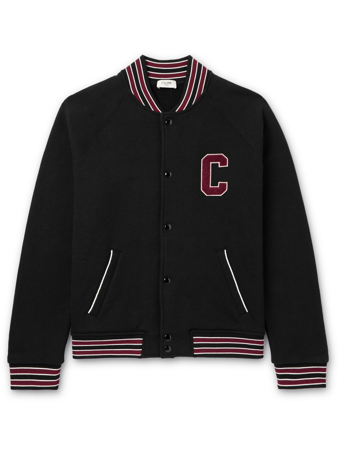 Celine Varsity Collegiate Bomber Jacket In Black