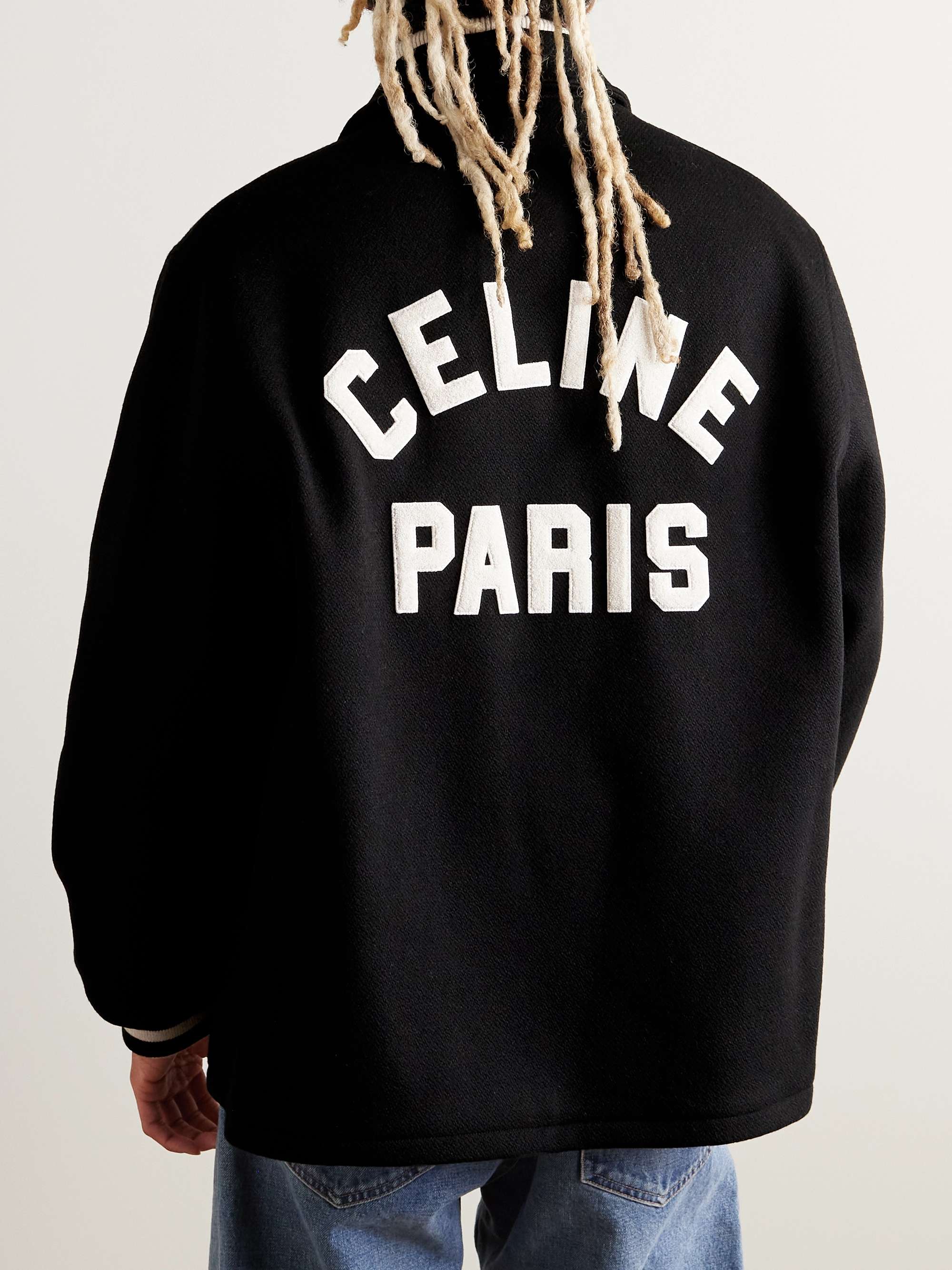 CELINE HOMME Logo-Appliquéd Mohair-Blend Bomber Jacket