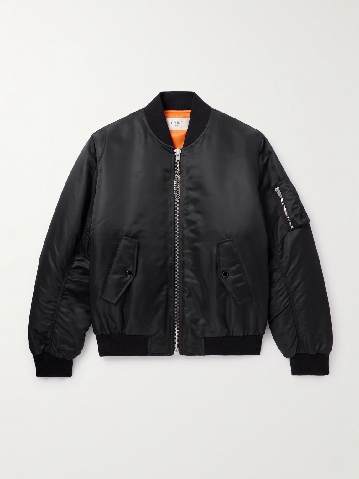 Logo-Print Chain-Embellished Shell Bomber Jacket