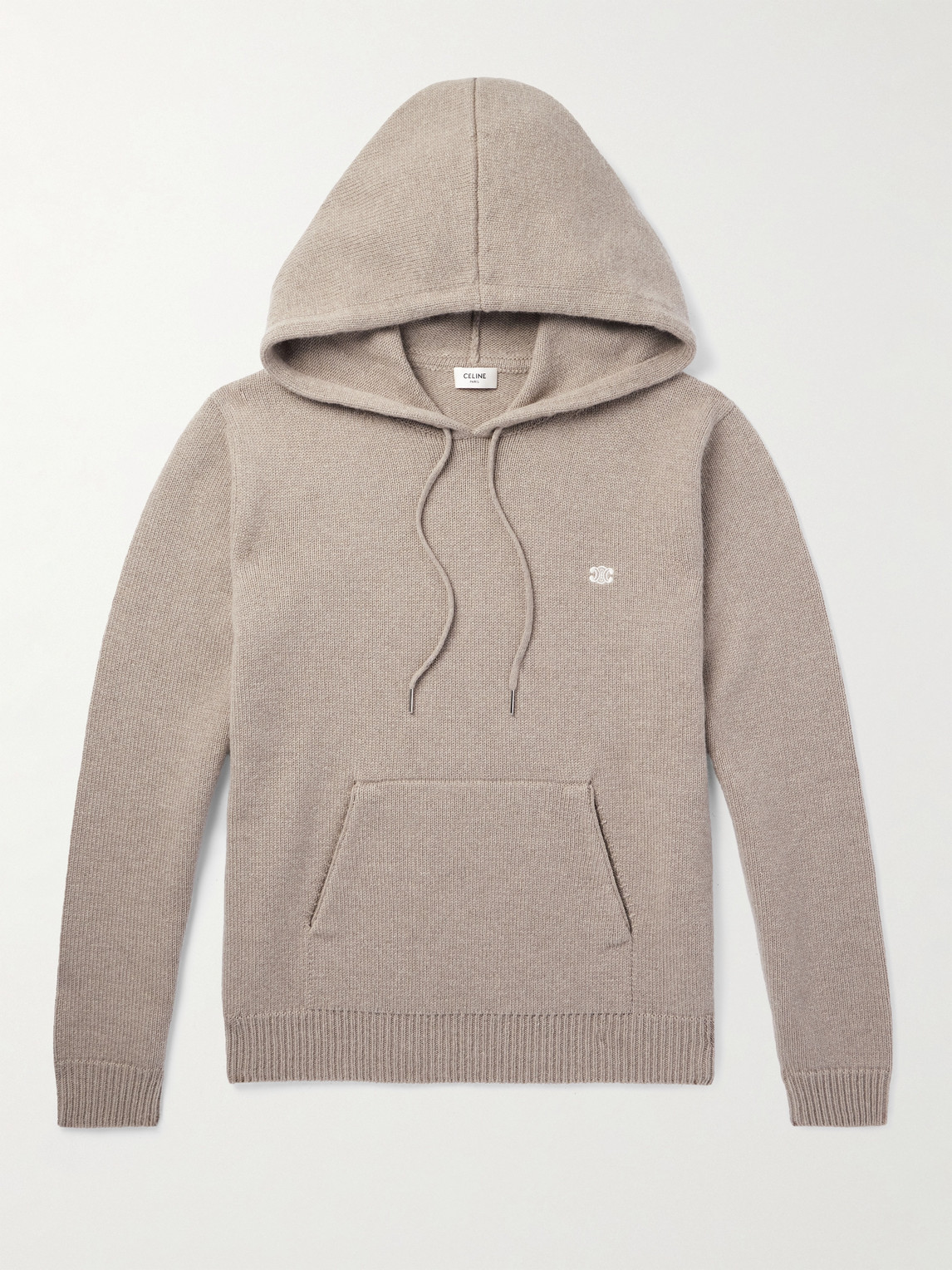 Logo-Embroidered Wool and Cashmere-Blend Hoodie