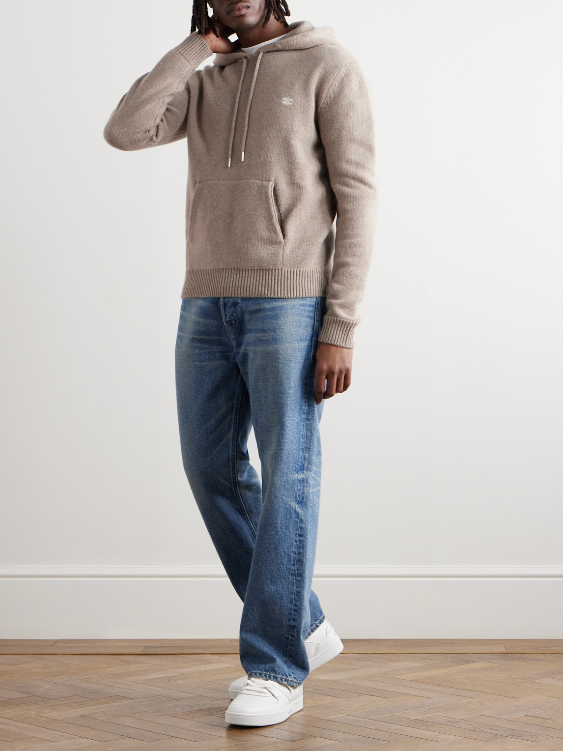 Logo-Embroidered Wool and Cashmere-Blend Hoodie — 2