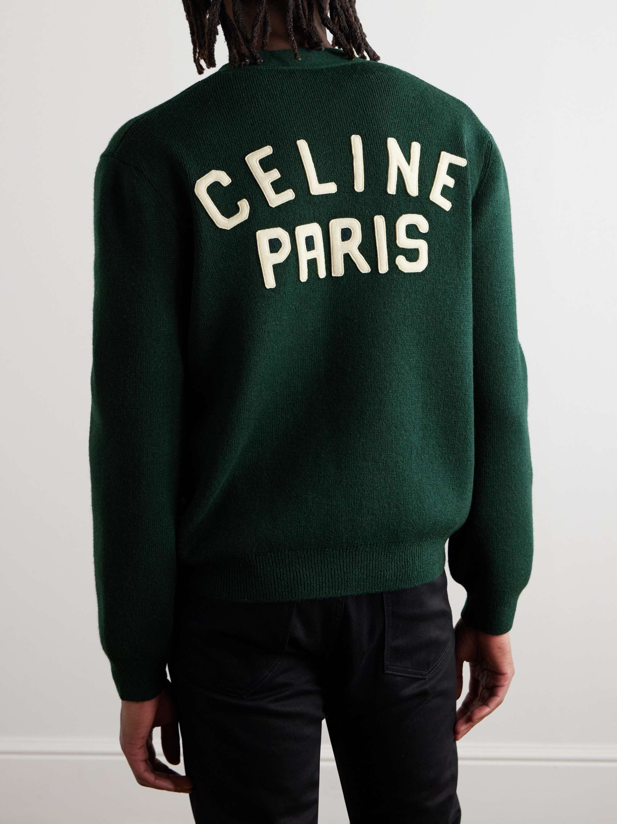 CELINE HOMME Logo-Appliquéd Wool Cardigan for Men | MR PORTER