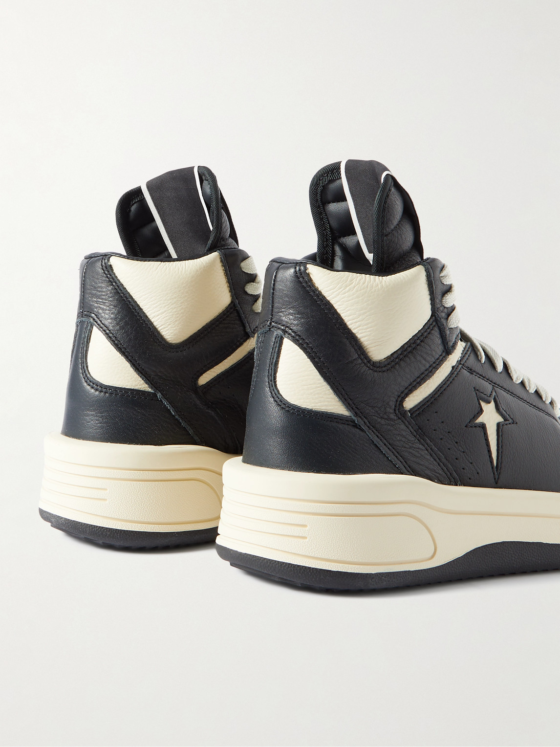 Shop Rick Owens Converse Turbowpn Full-grain Leather High-top Sneakers In Black