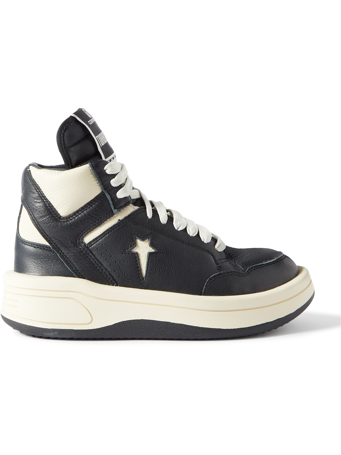 Rick Owens Converse Turbowpn Full-grain Leather High-top Sneakers In Black