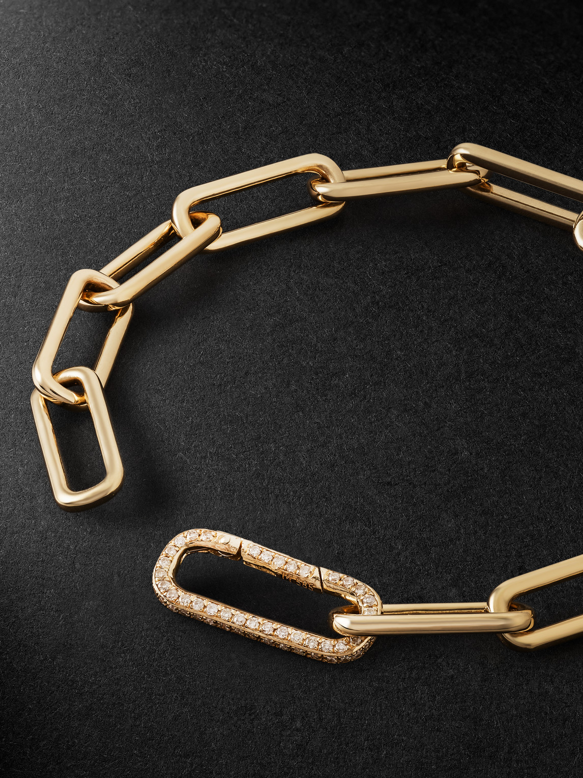 Shop Ileana Makri Seamless Oblong Gold Diamond Chain Bracelet In Unknown