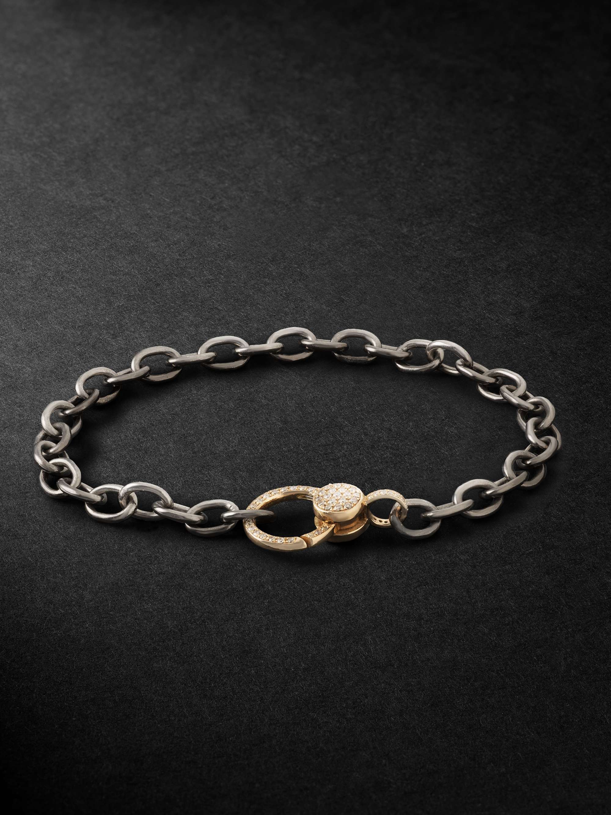 Ileana Makri Silver, Gold And Diamond Chain Bracelet In Metallic
