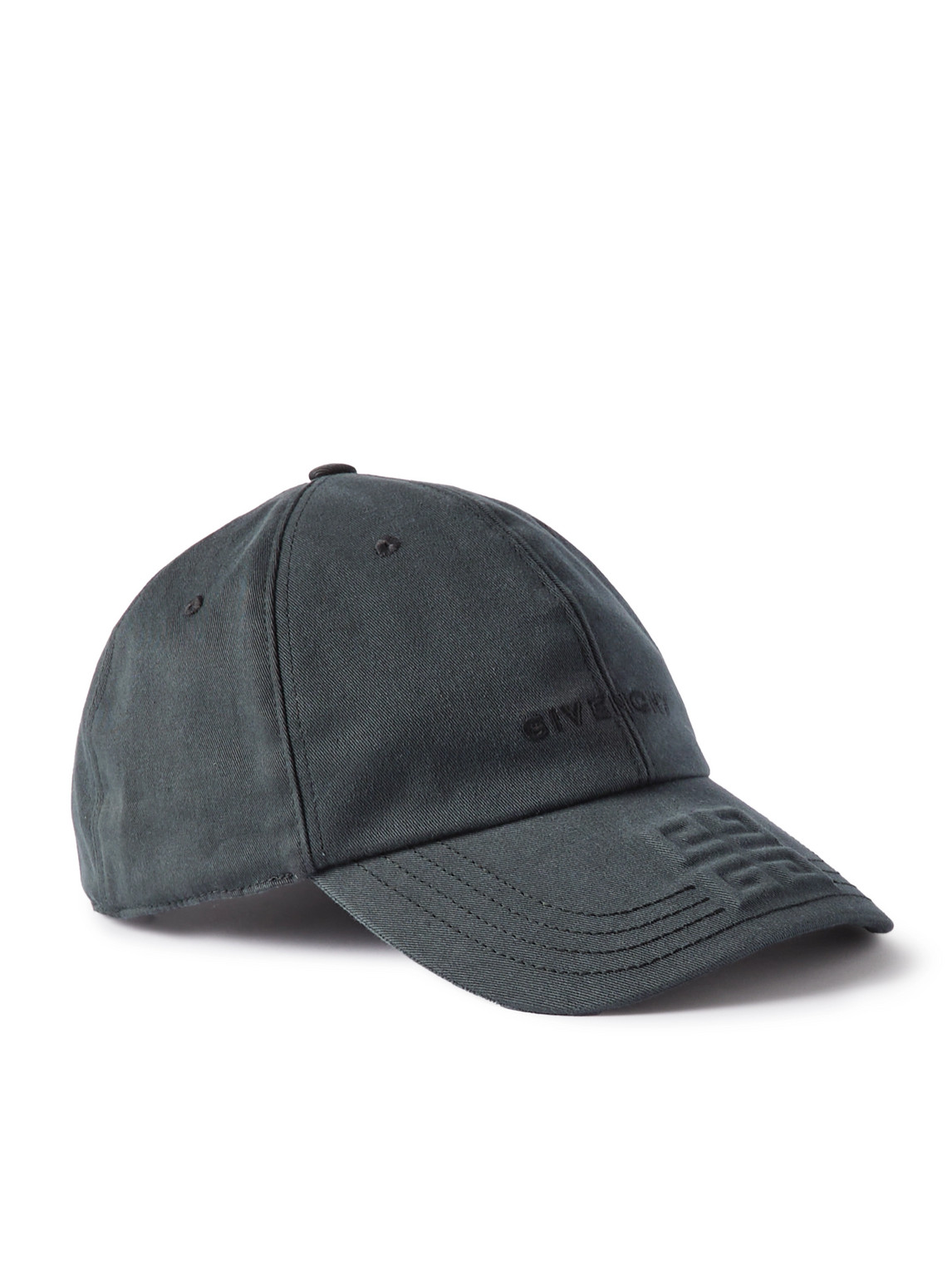 Shop Givenchy Logo-embroidered Embossed Cotton-twill Baseball Cap In Black