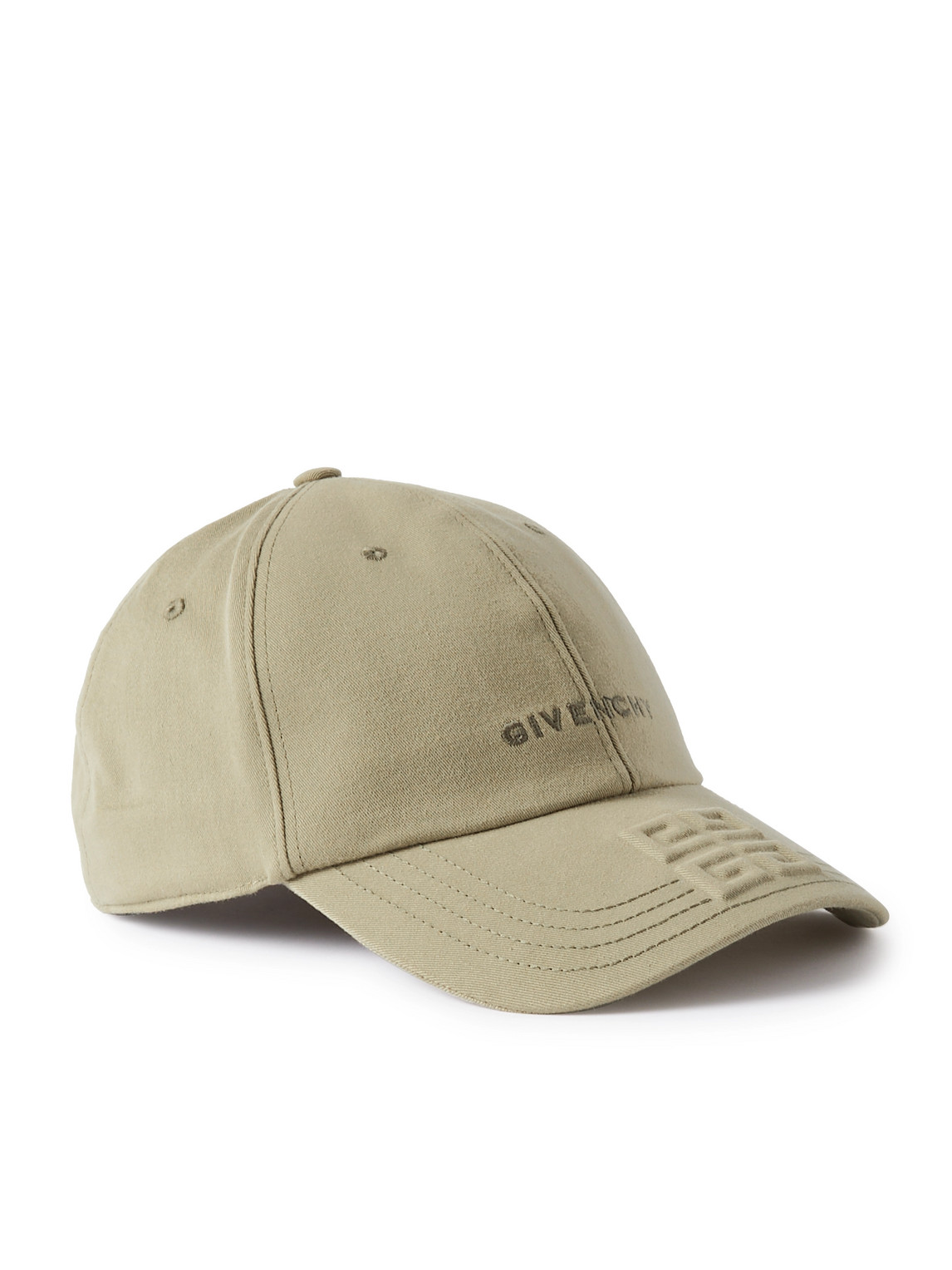 Shop Givenchy Logo-embroidered Embossed Cotton-twill Baseball Cap In Neutrals