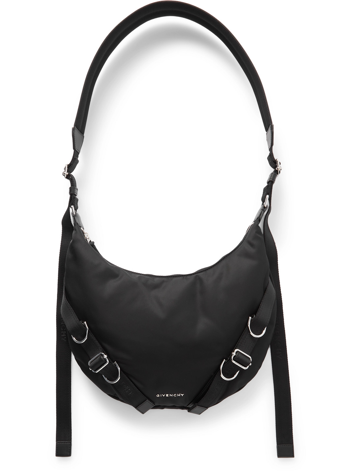 Givenchy Voyou Buckled Webbing-trimmed Padded Nylon Messenger Bag In Black