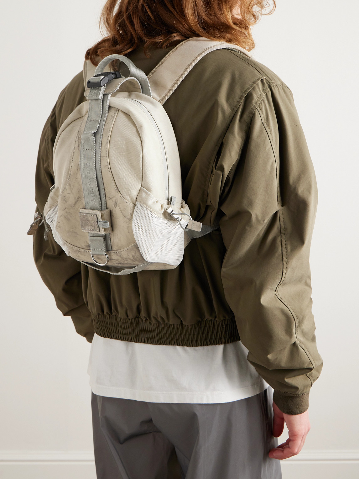 Shop Givenchy G-trail Small Nubuck And Canvas Backpack In Neutrals