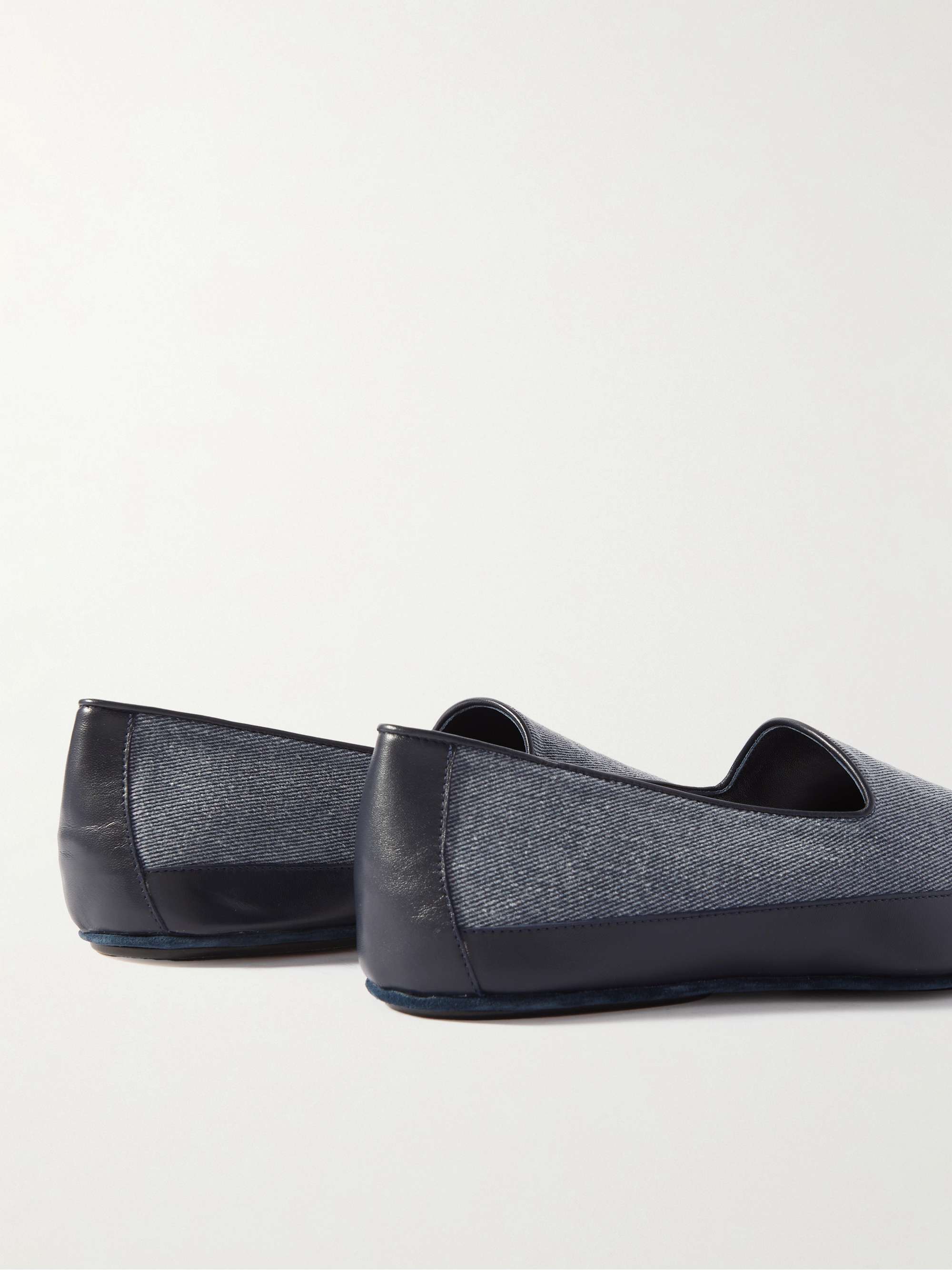 MANOLO BLAHNIK Antinous Leather-Trimmed Denim Loafers for Men | MR PORTER