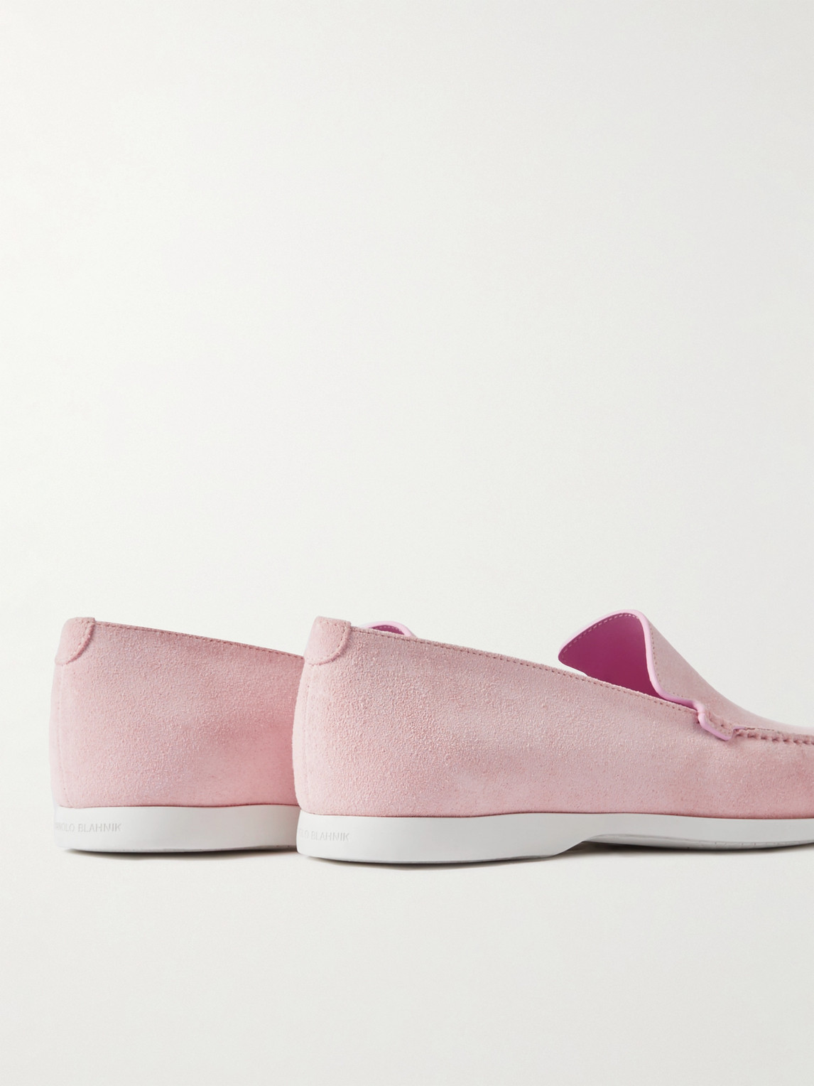 Shop Manolo Blahnik Monaco Suede Loafers In Pink