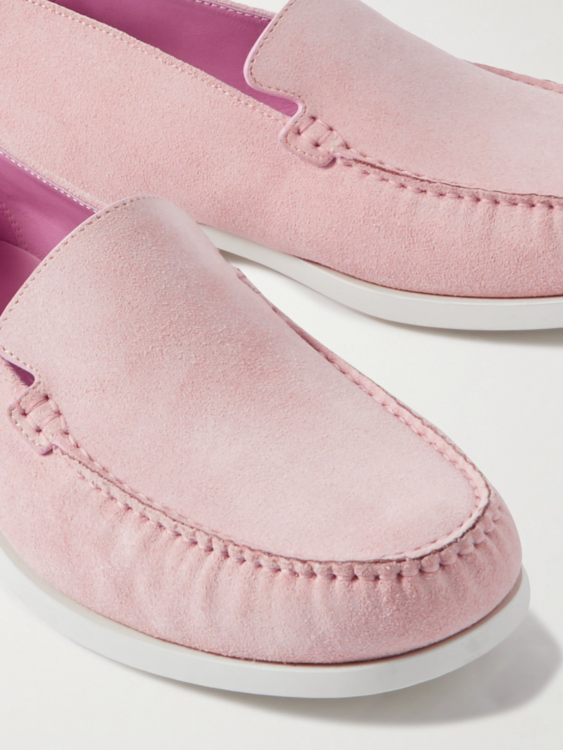 Shop Manolo Blahnik Monaco Suede Loafers In Pink