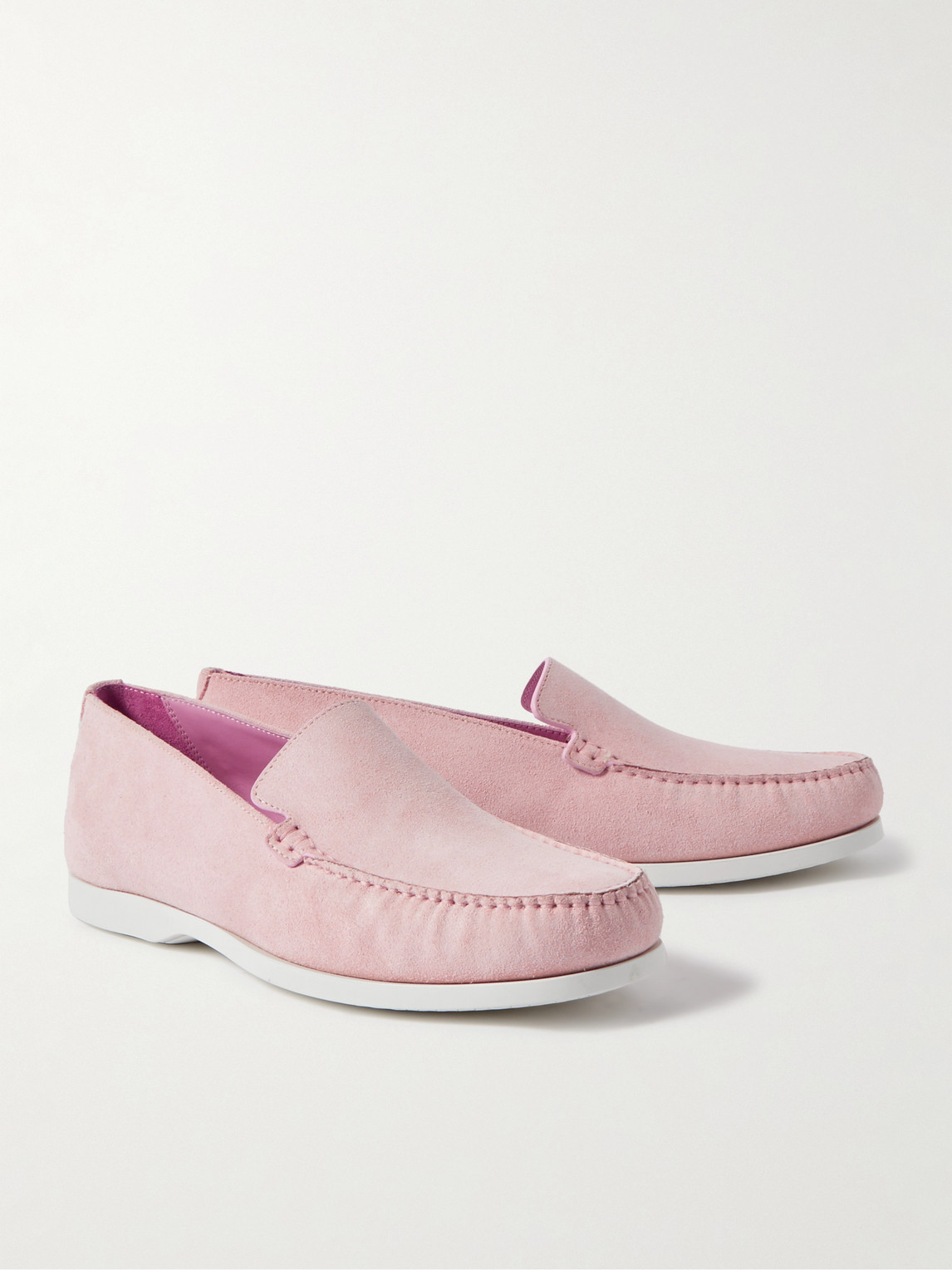 Shop Manolo Blahnik Monaco Suede Loafers In Pink