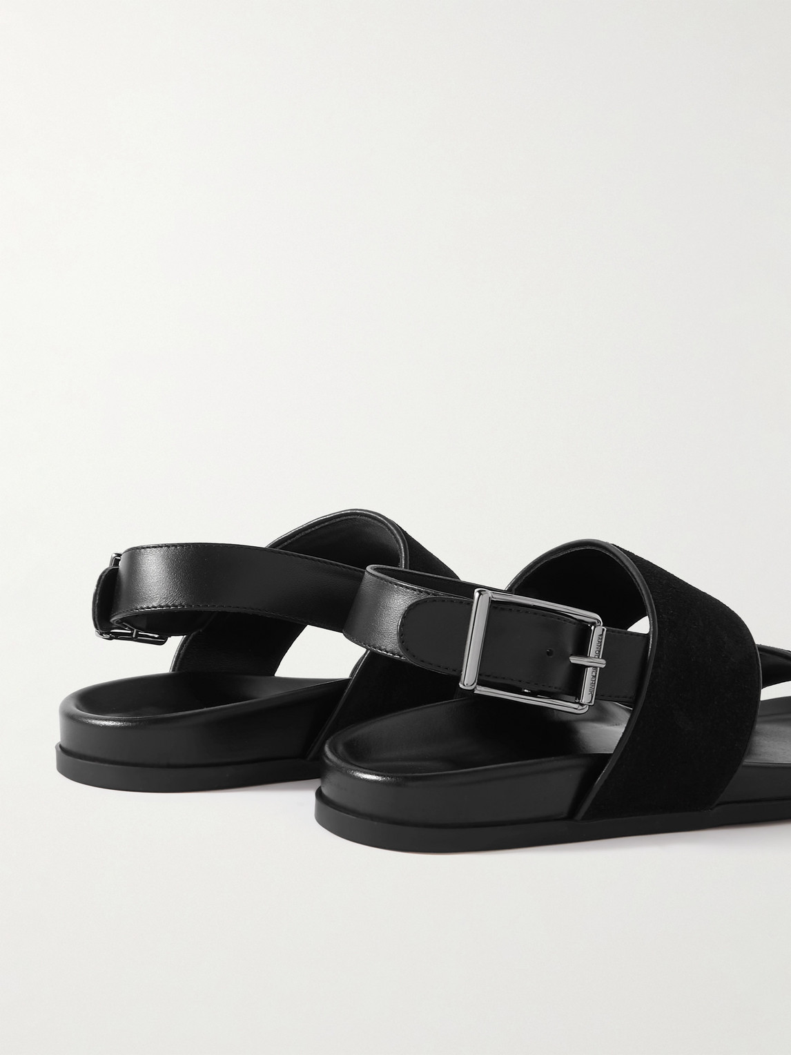 Manolo Blahnik Golby Suede And Leather Sandals In Black