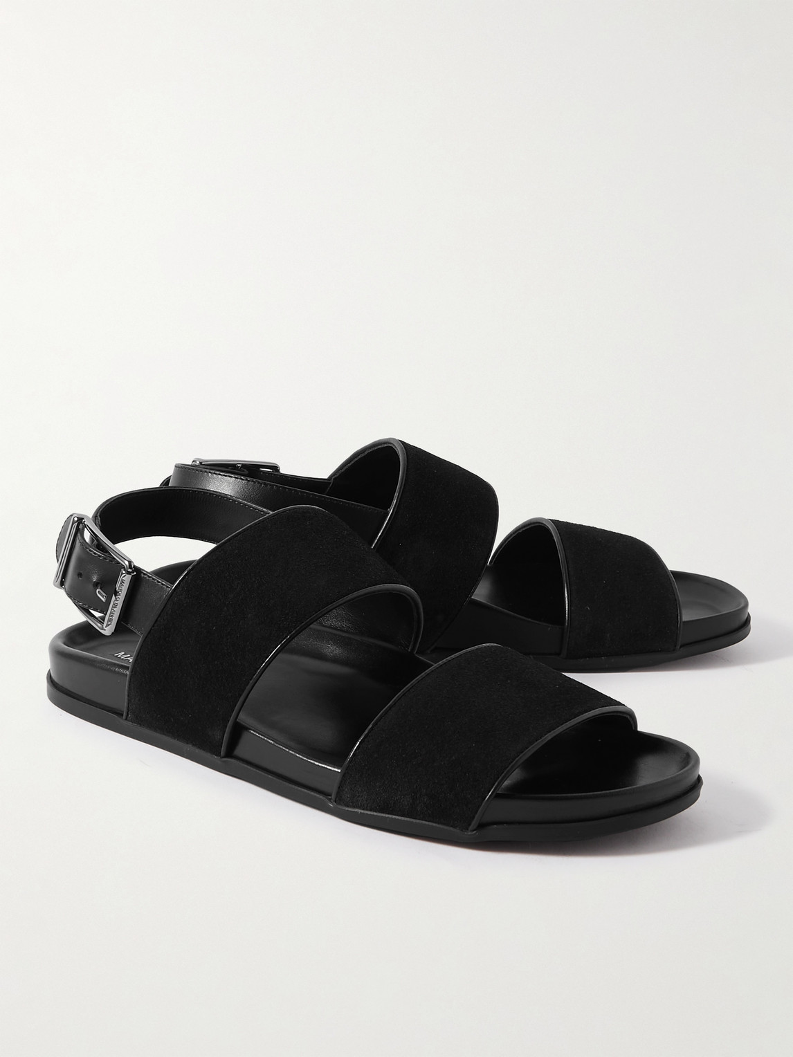 Shop Manolo Blahnik Golby Suede And Leather Sandals In Black