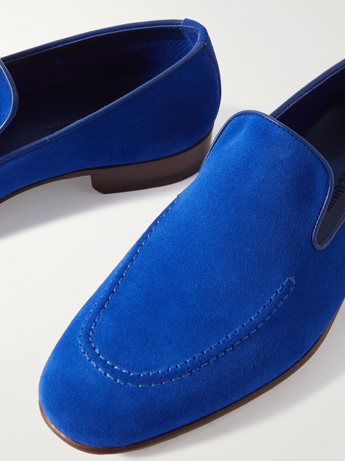 Shop Manolo Blahnik Truro Suede Loafers In Blue