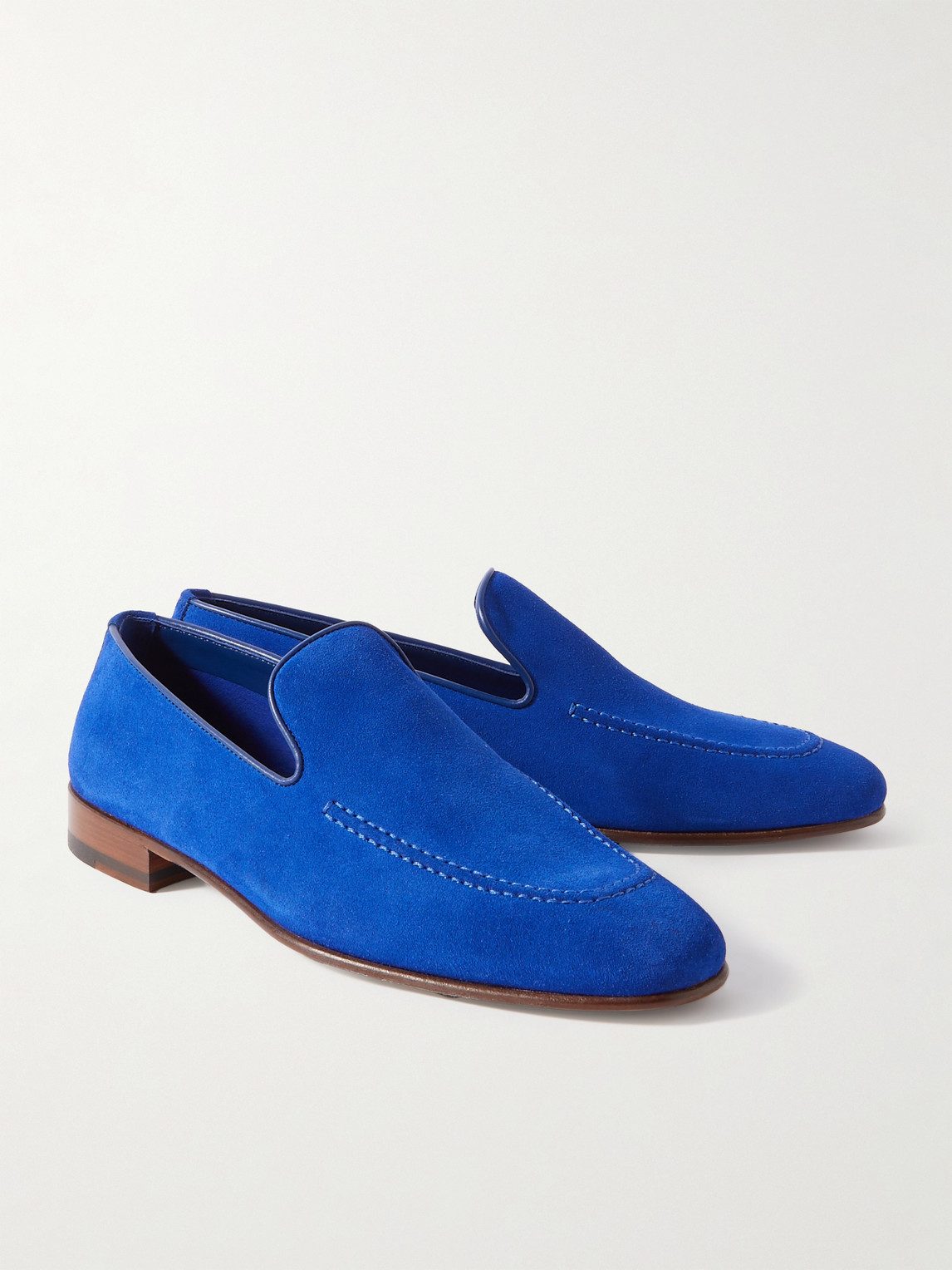 Shop Manolo Blahnik Truro Suede Loafers In Blue