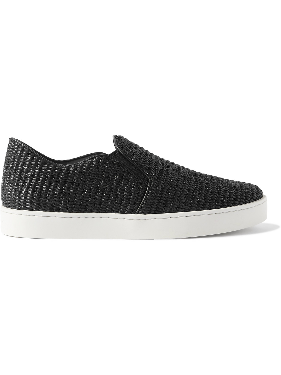 Manolo Blahnik Nadores Raffia Slip-on Sneakers In Black