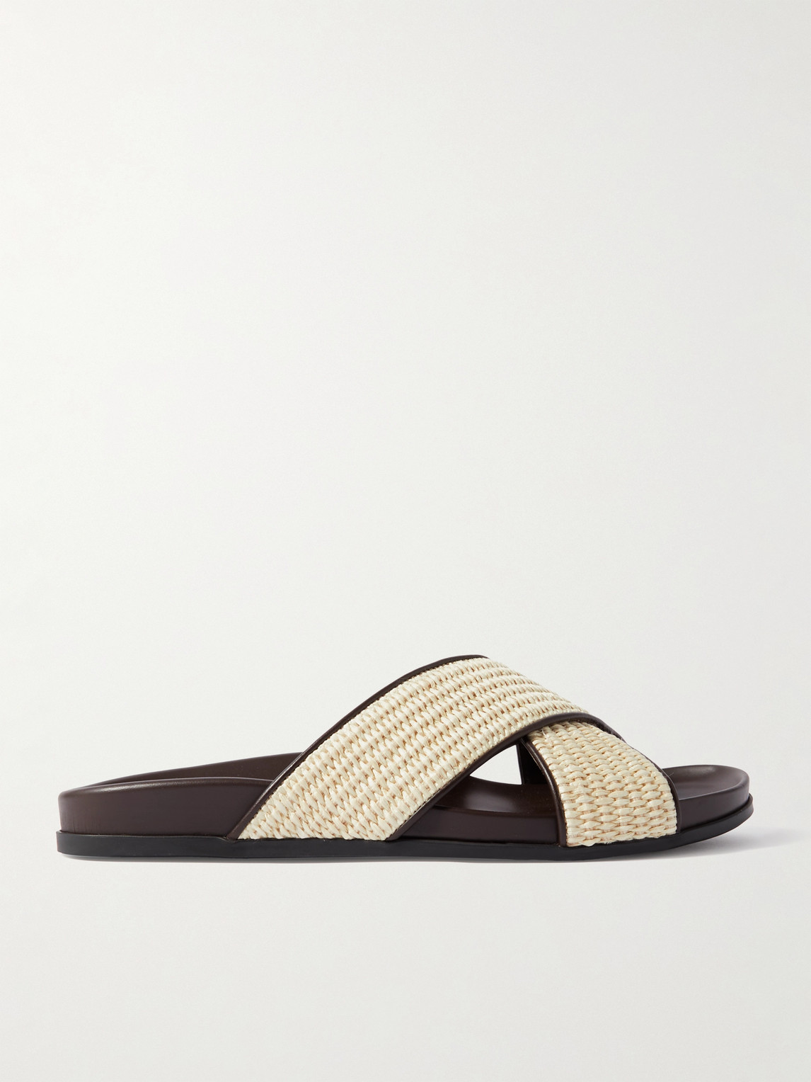 Manolo Blahnik Chiltern Leather-Trimmed Raffia Sandals - Men