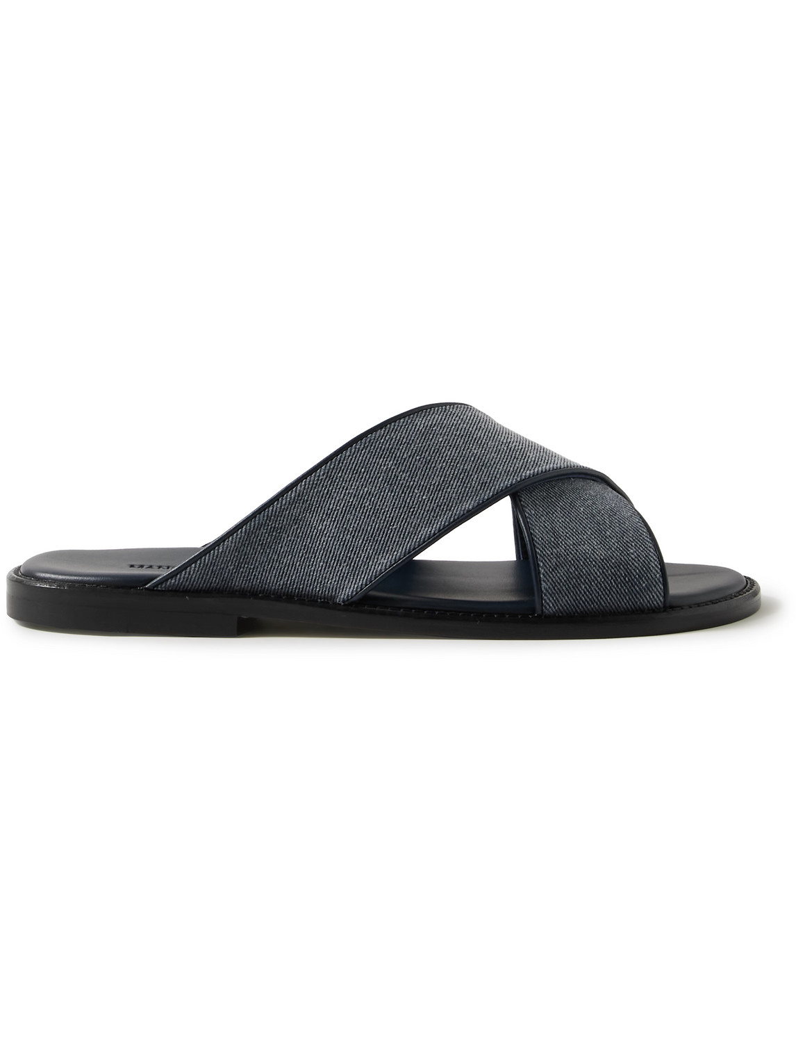 Manolo Blahnik - Otawi Leather-Trimmed Denim Sandals - Men - Blue - UK 8