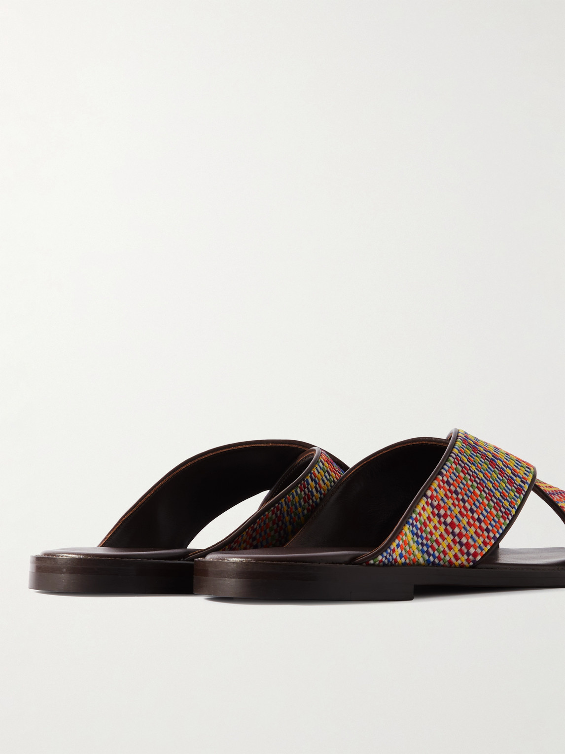 Manolo Blahnik Otawi Leather-trimmed Jacquard Sandals In Red