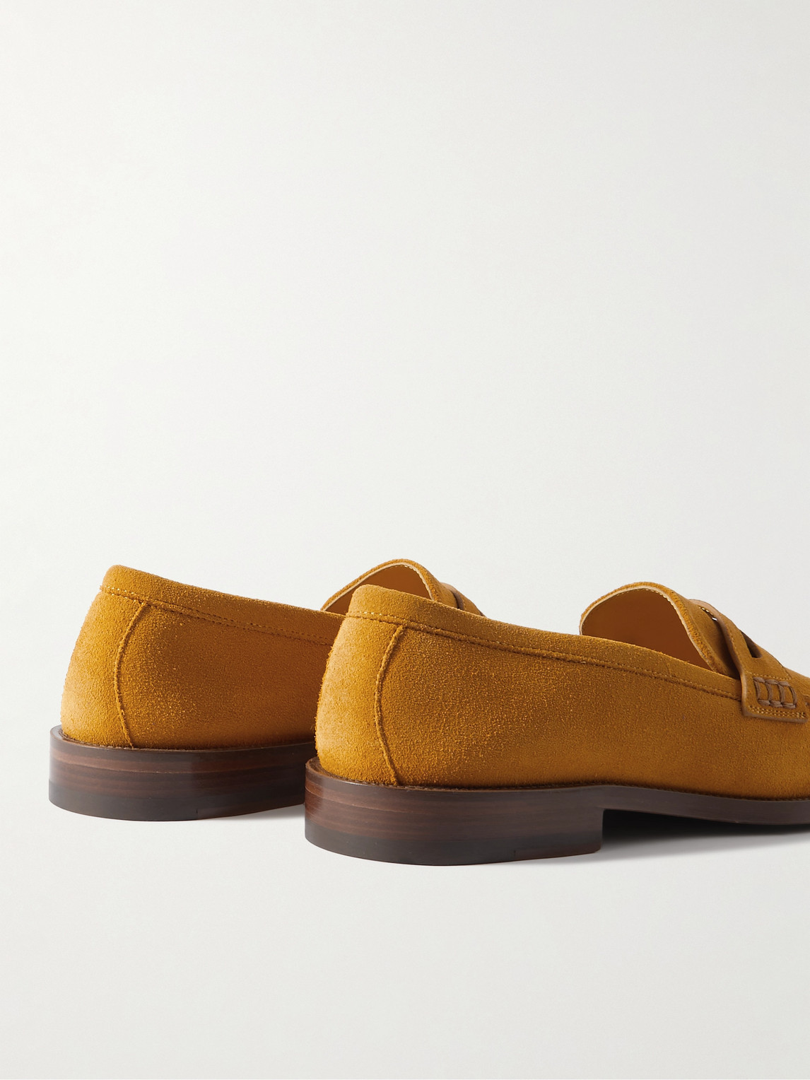 Shop Manolo Blahnik Perry Suede Penny Loafers In Yellow