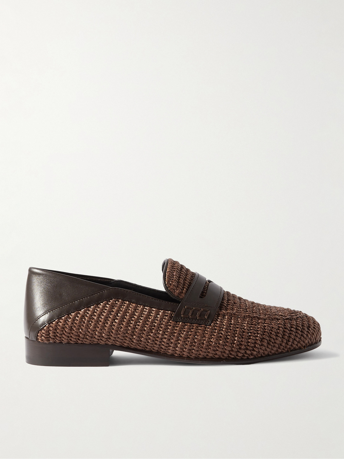 Manolo Blahnik Padstow Leather-Trimmed Raffia Loafers - Men