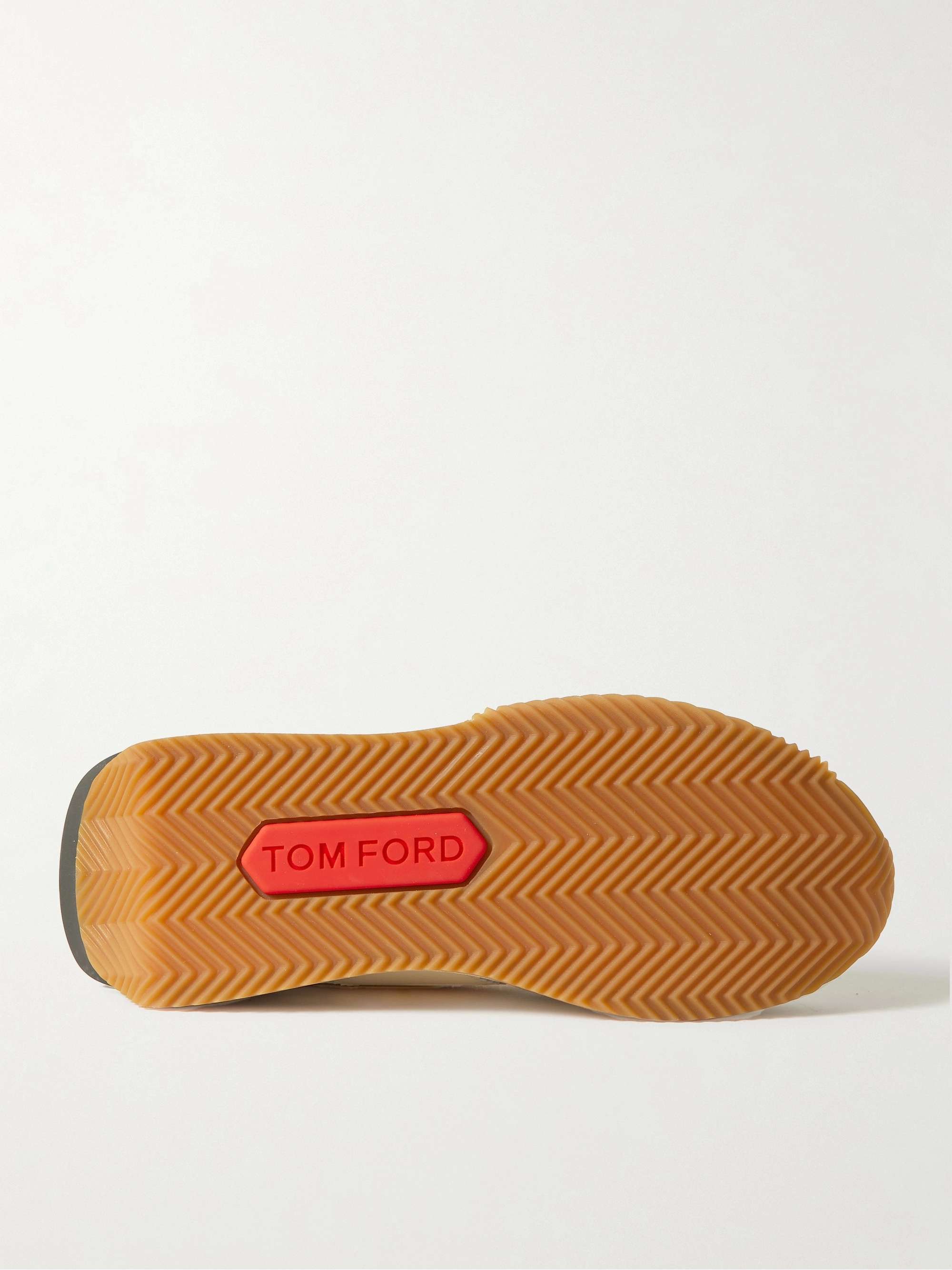 TOM FORD James Rubber-Trimmed Leather, Suede and Nylon Sneakers