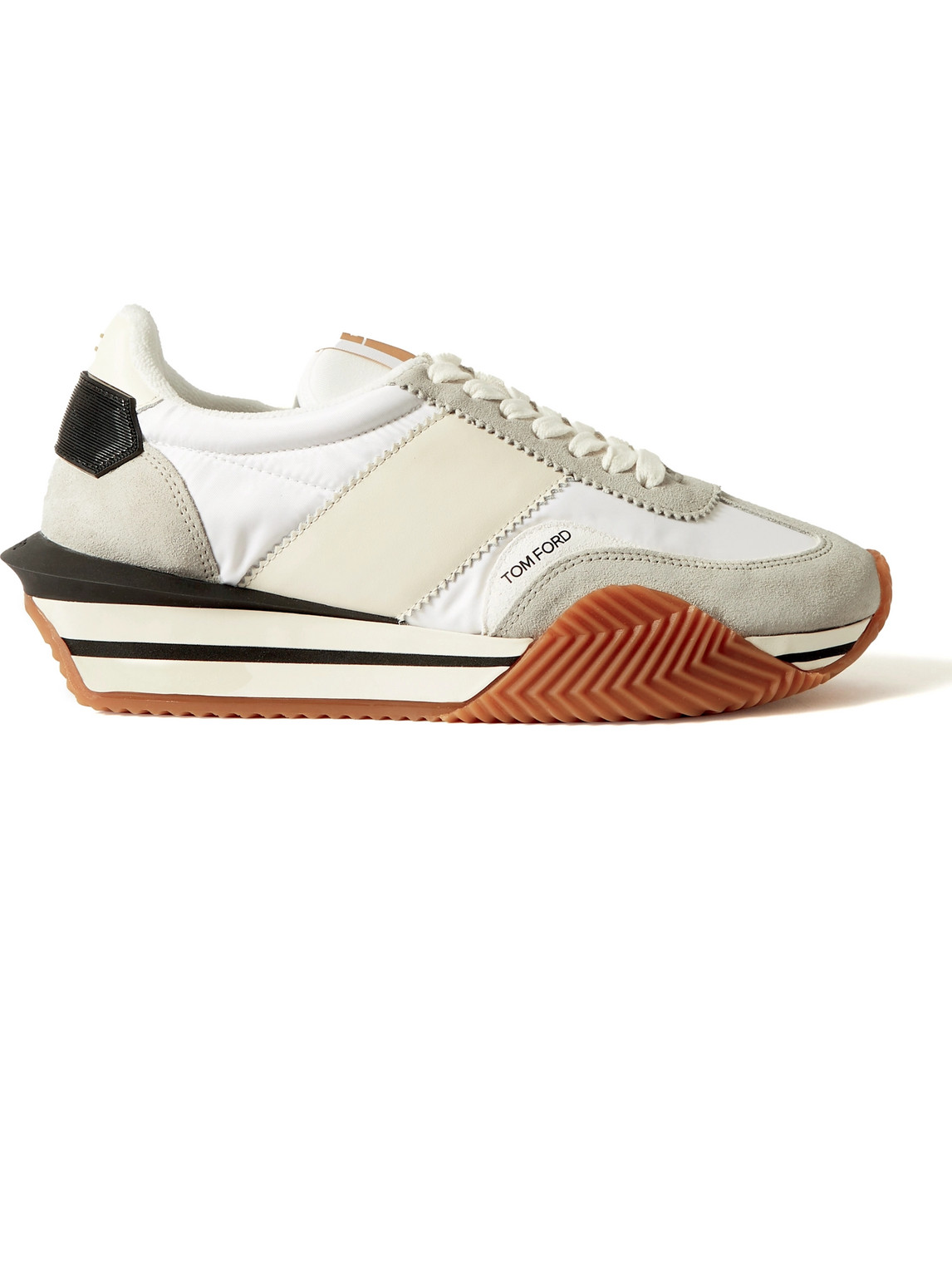 Tom Ford James Rubber-trimmed Leather, Suede And Nylon Sneakers In Neutrals